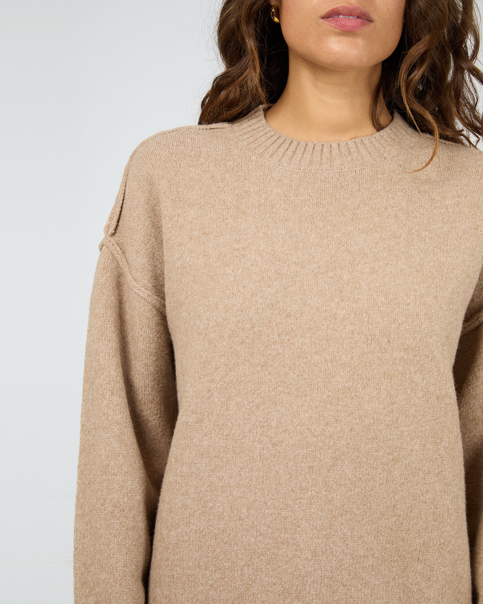 Silent Theory Elliot Knit Jumper Oatmeal - Image 5