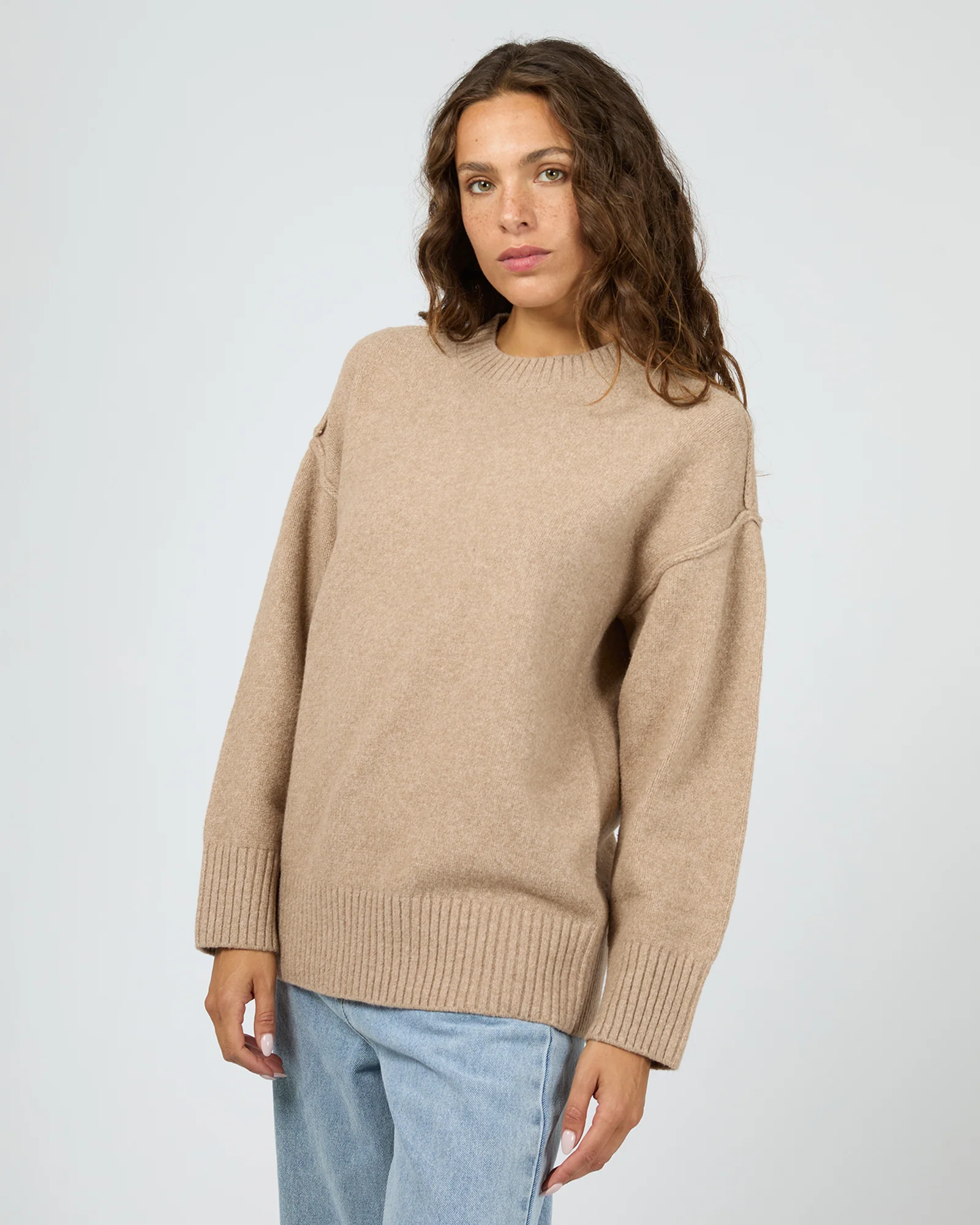 Silent Theory Elliot Knit Jumper Oatmeal - Image 6