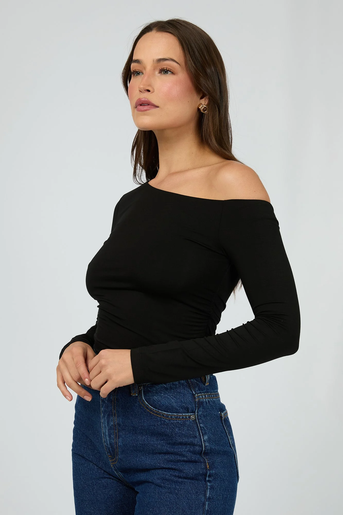 Silent Theory Evie Ruched Long Sleeve Black - Image 2