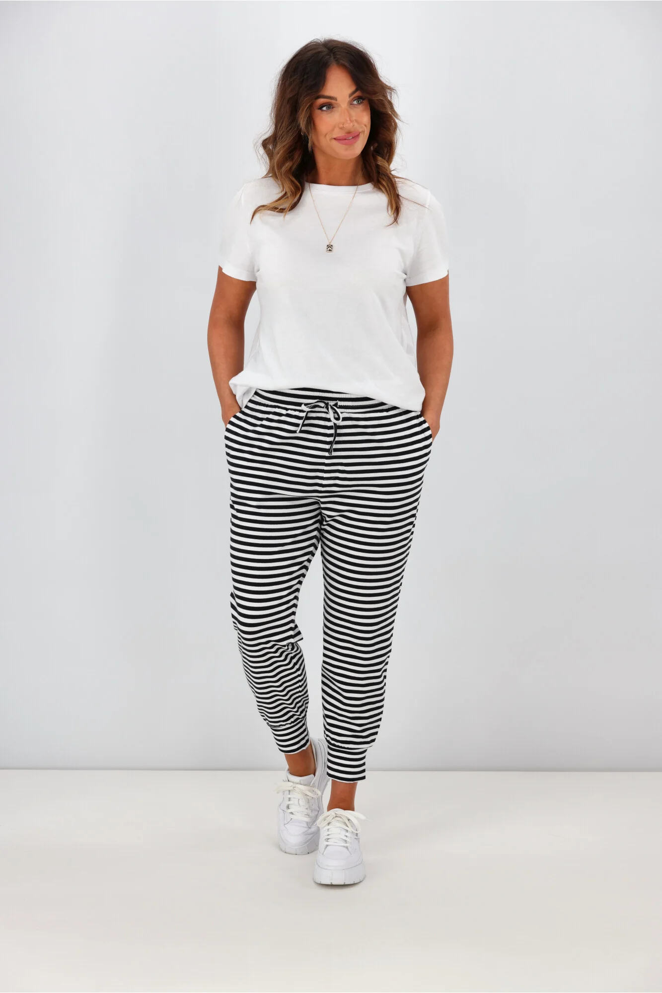 Silent Theory Falling Brick Stripe Pant Black White Stripe - Image 4