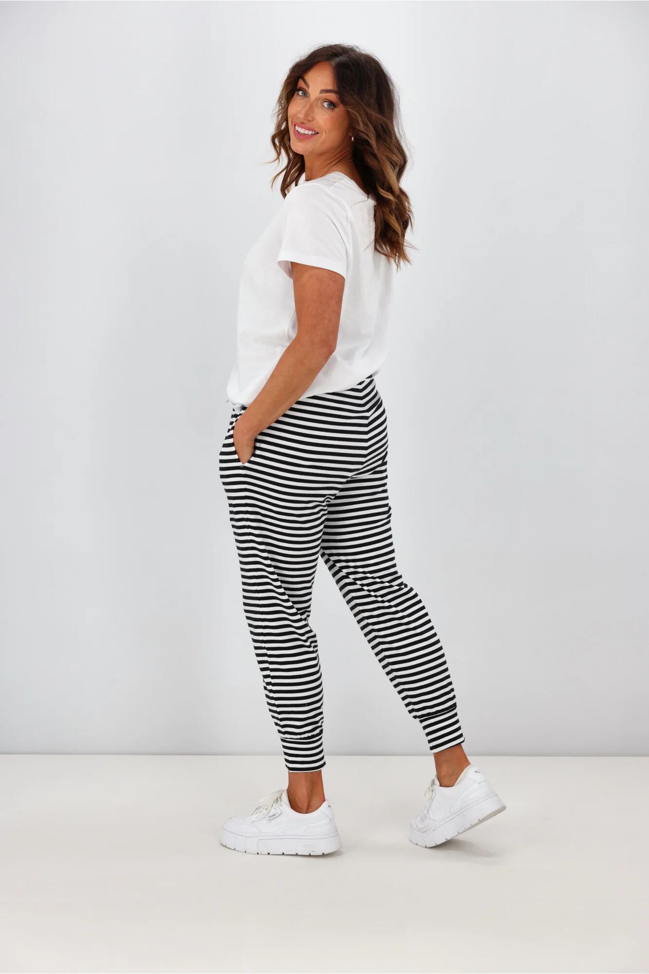 Silent Theory Falling Brick Stripe Pant Black White Stripe - Image 6