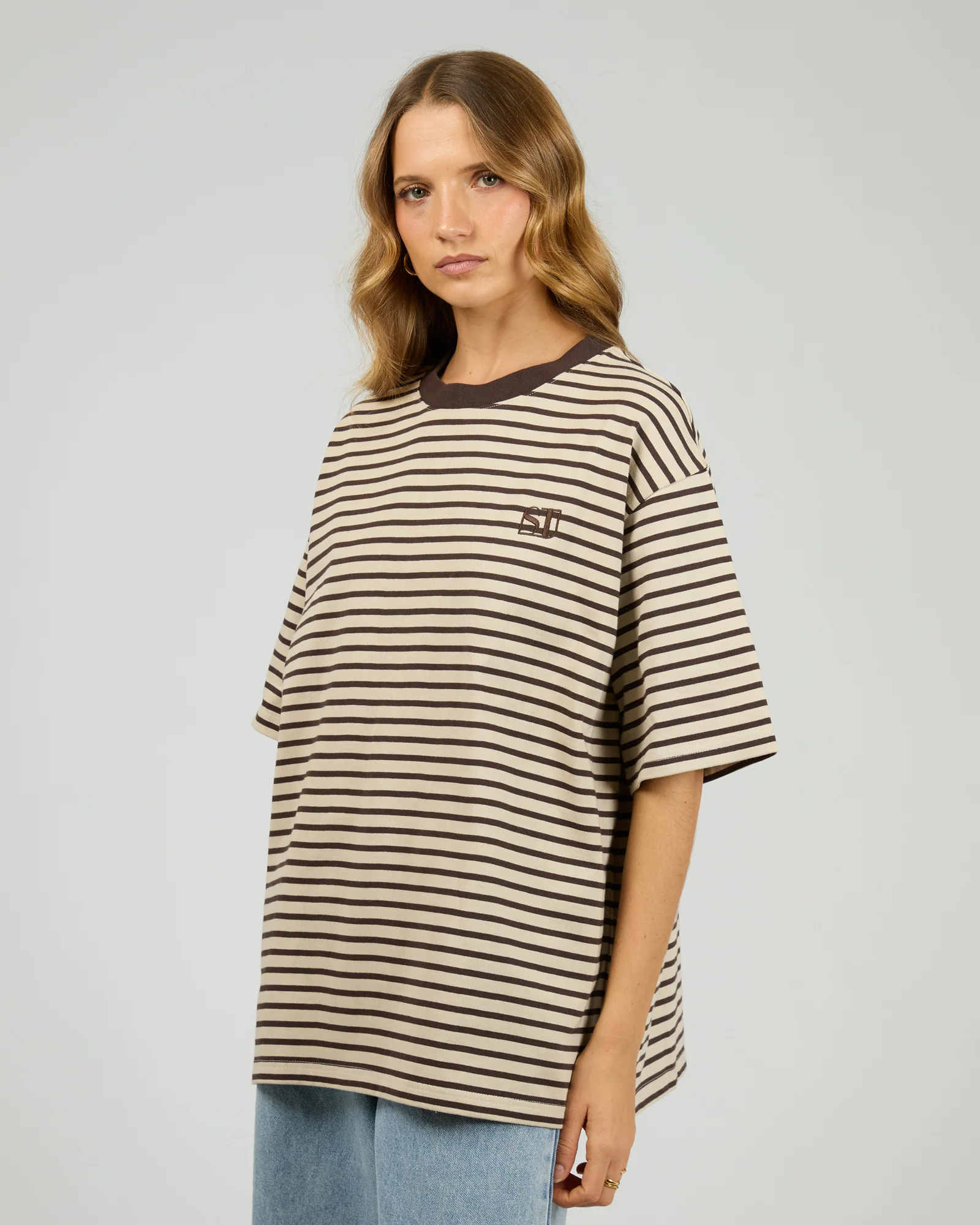 Silent Theory Foundation Stripe S/S Tee Chocolate - Image 2