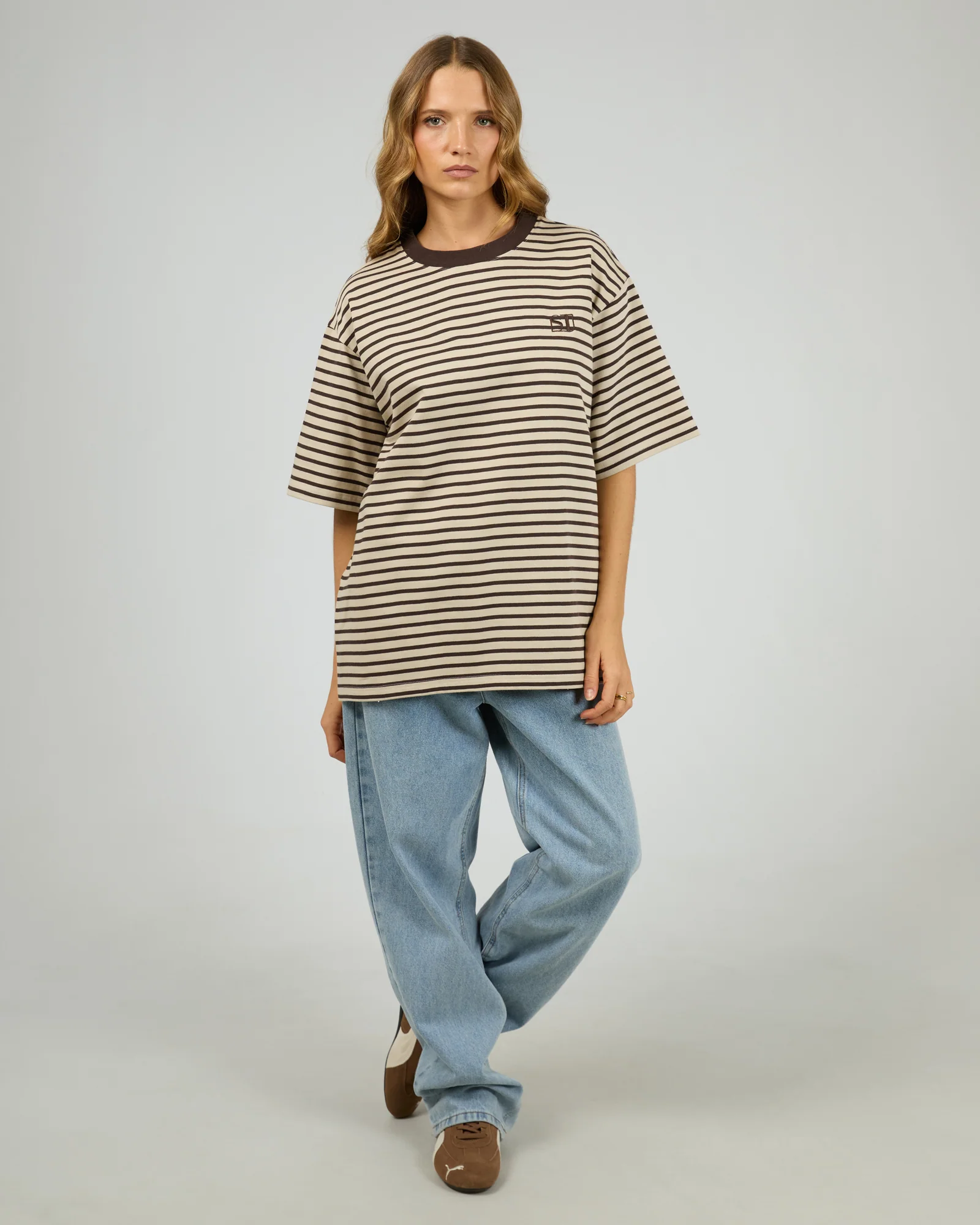 Silent Theory Foundation Stripe S/S Tee Chocolate - Image 4