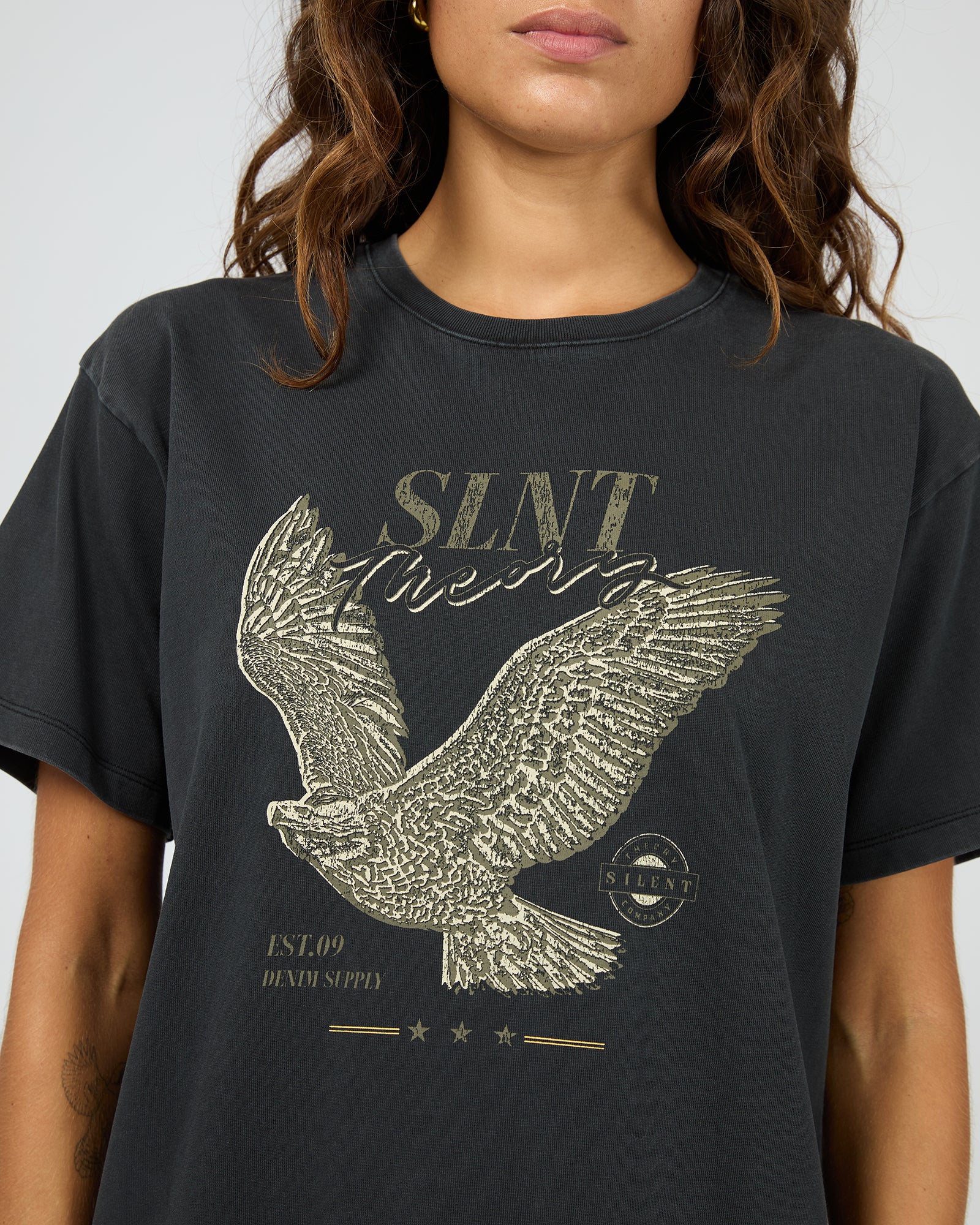 Silent Theory Hand Drawn Tee Washed Black - Image 3