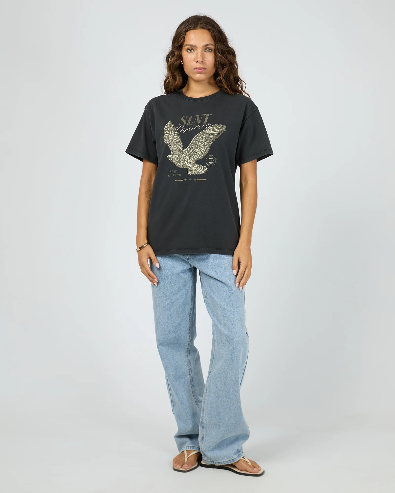 Silent Theory Hand Drawn Tee Washed Black - Image 4
