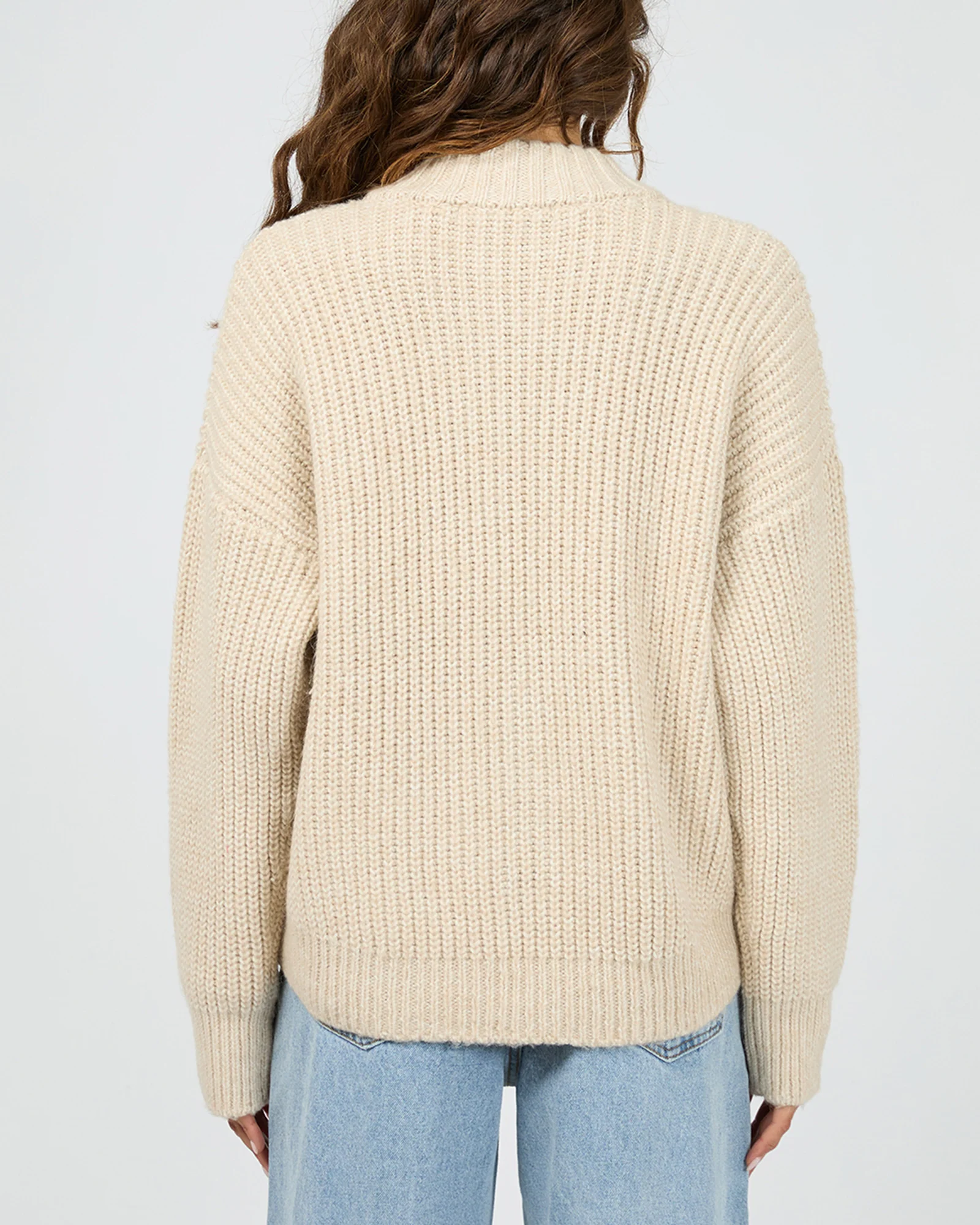 Silent Theory Maple Zip Thru Knit Jumper Natural - Image 9