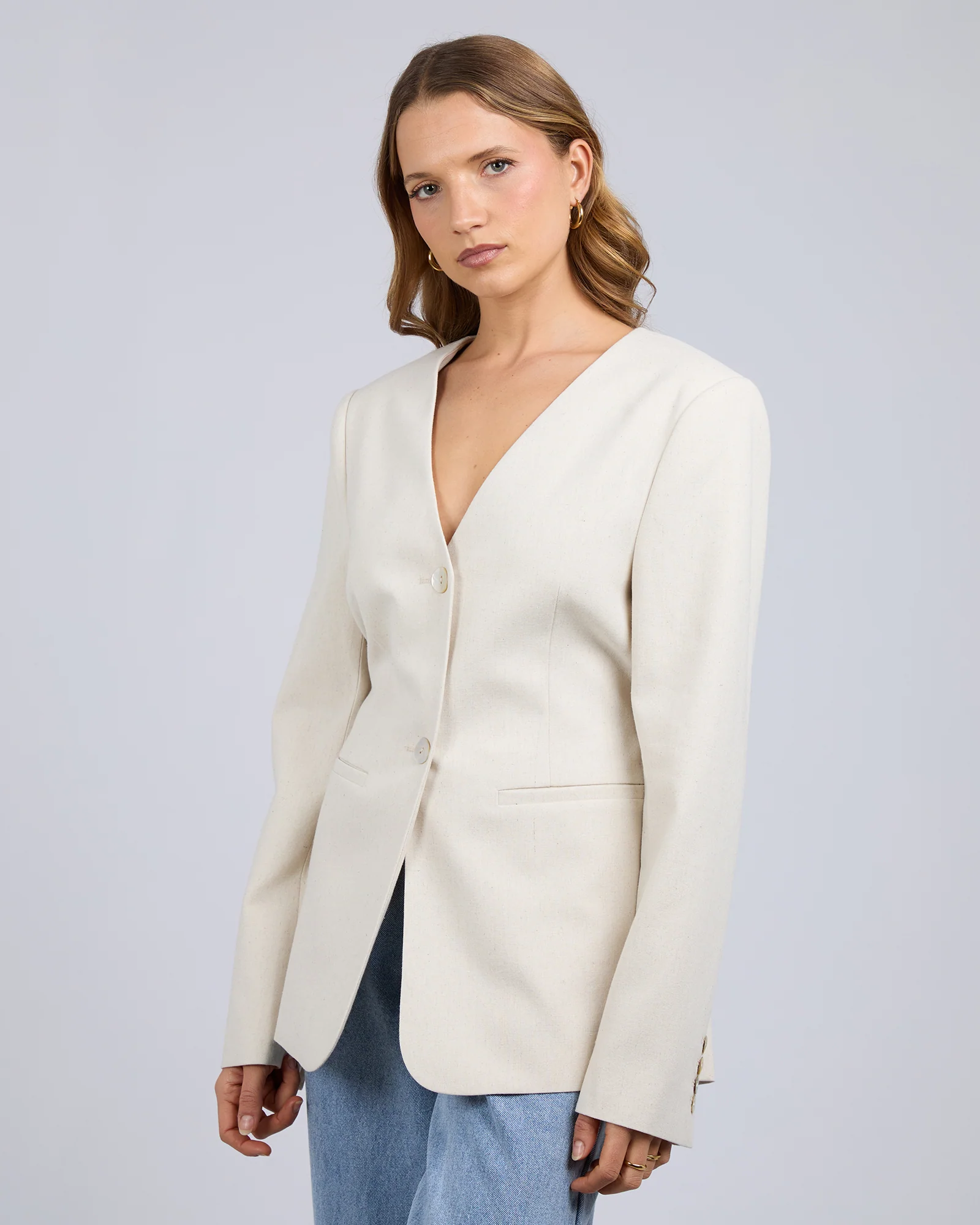 Silent Theory Matilda Linen Blazer Natural - Image 3