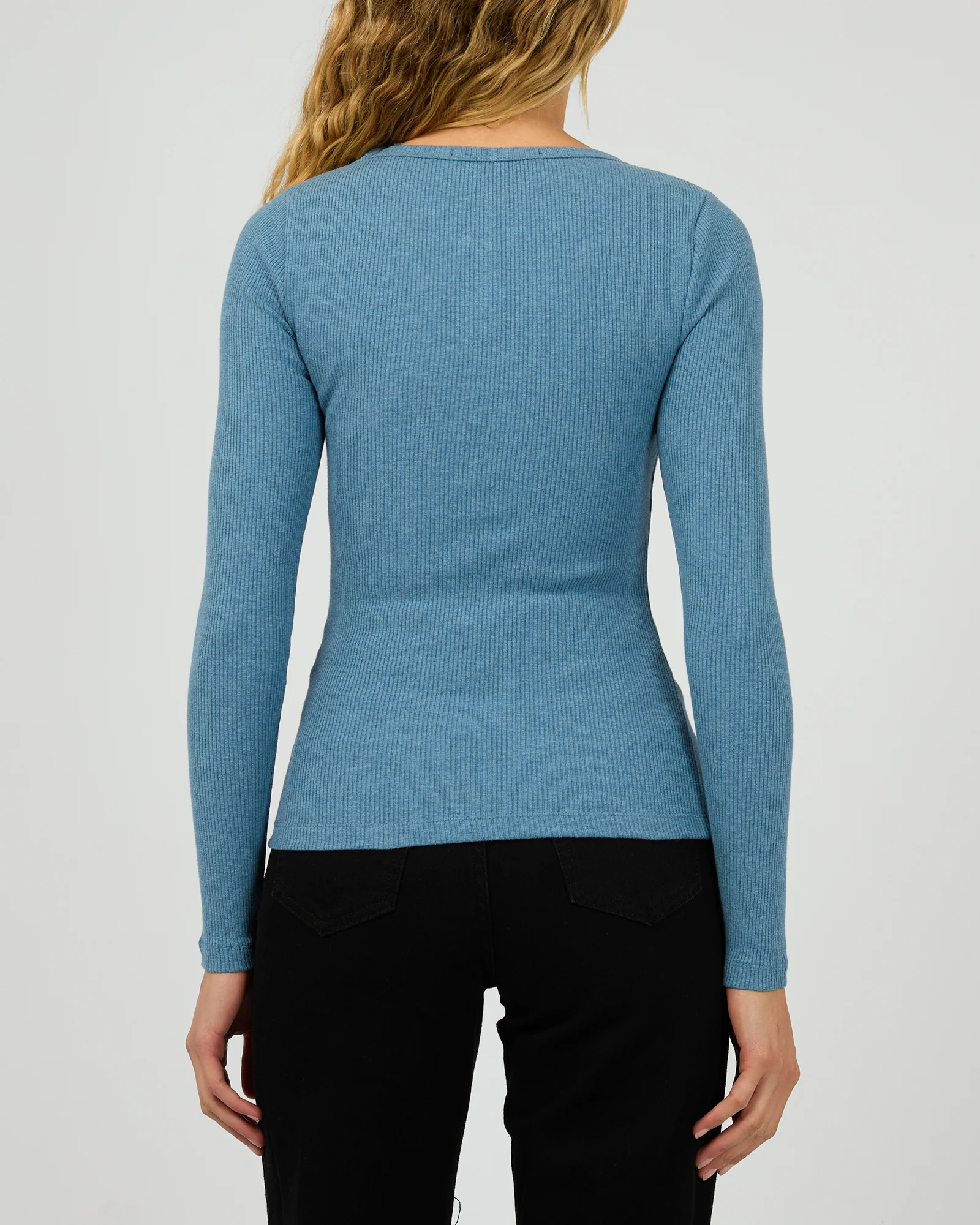Silent Theory Rib L/S Tee Slate Marle - Image 6