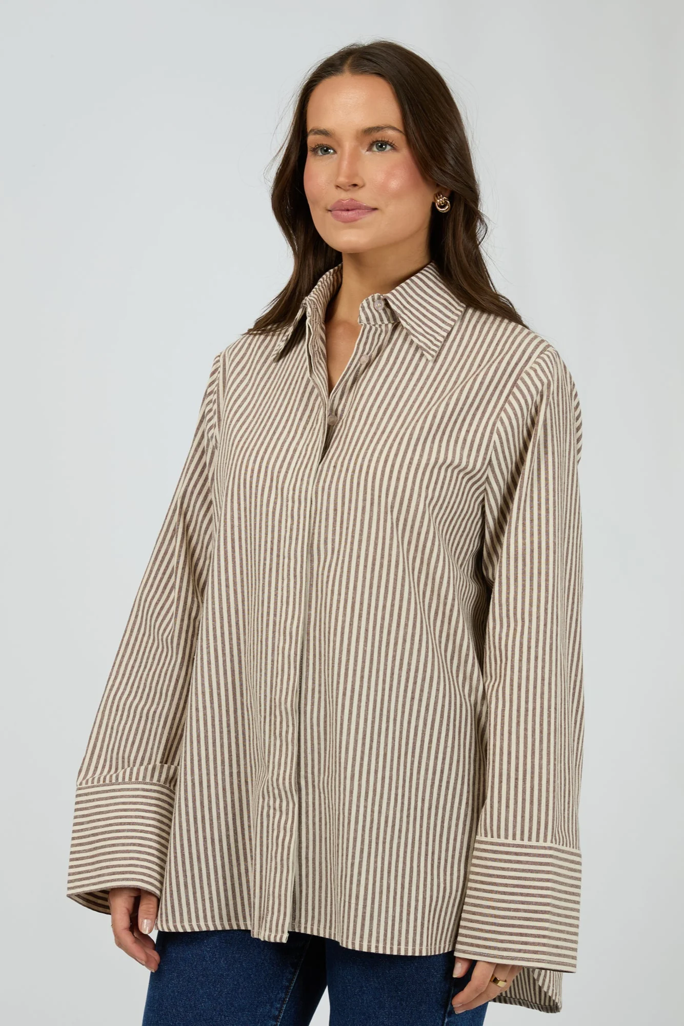 Silent Theory Sunday Long Sleeve Shirt Chocolate - Image 3