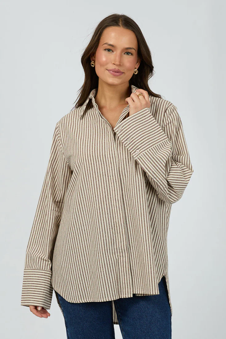 Silent Theory Sunday Long Sleeve Shirt Chocolate - Image 4