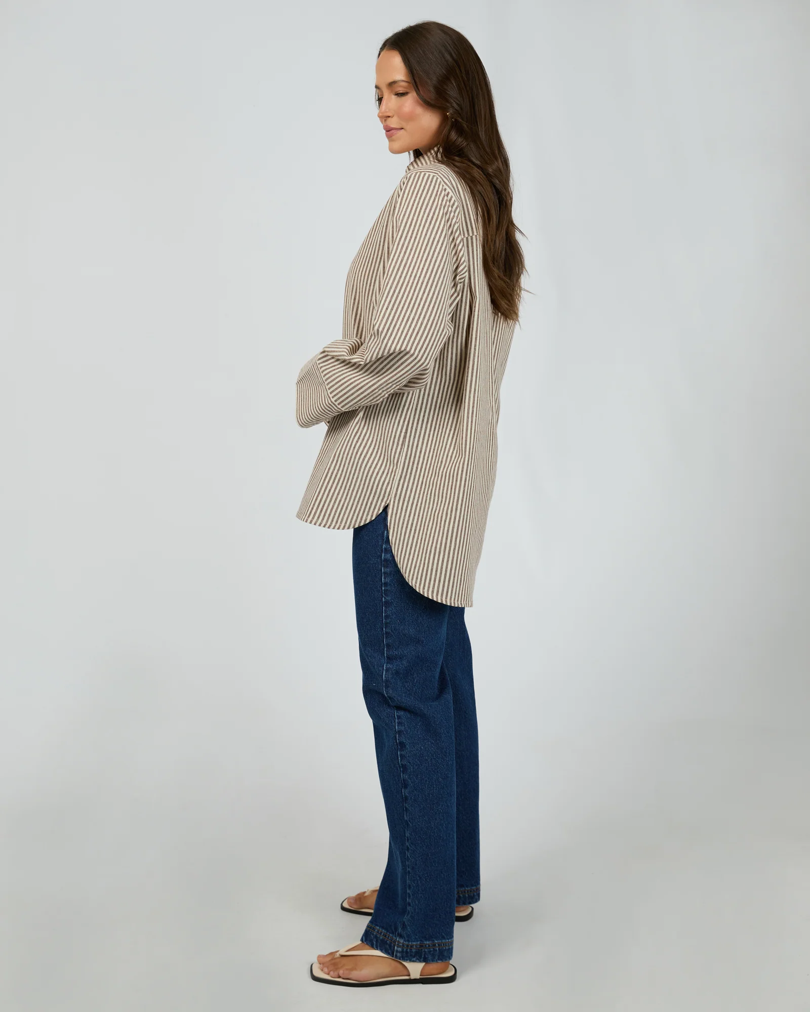 Silent Theory Sunday Long Sleeve Shirt Chocolate - Image 6