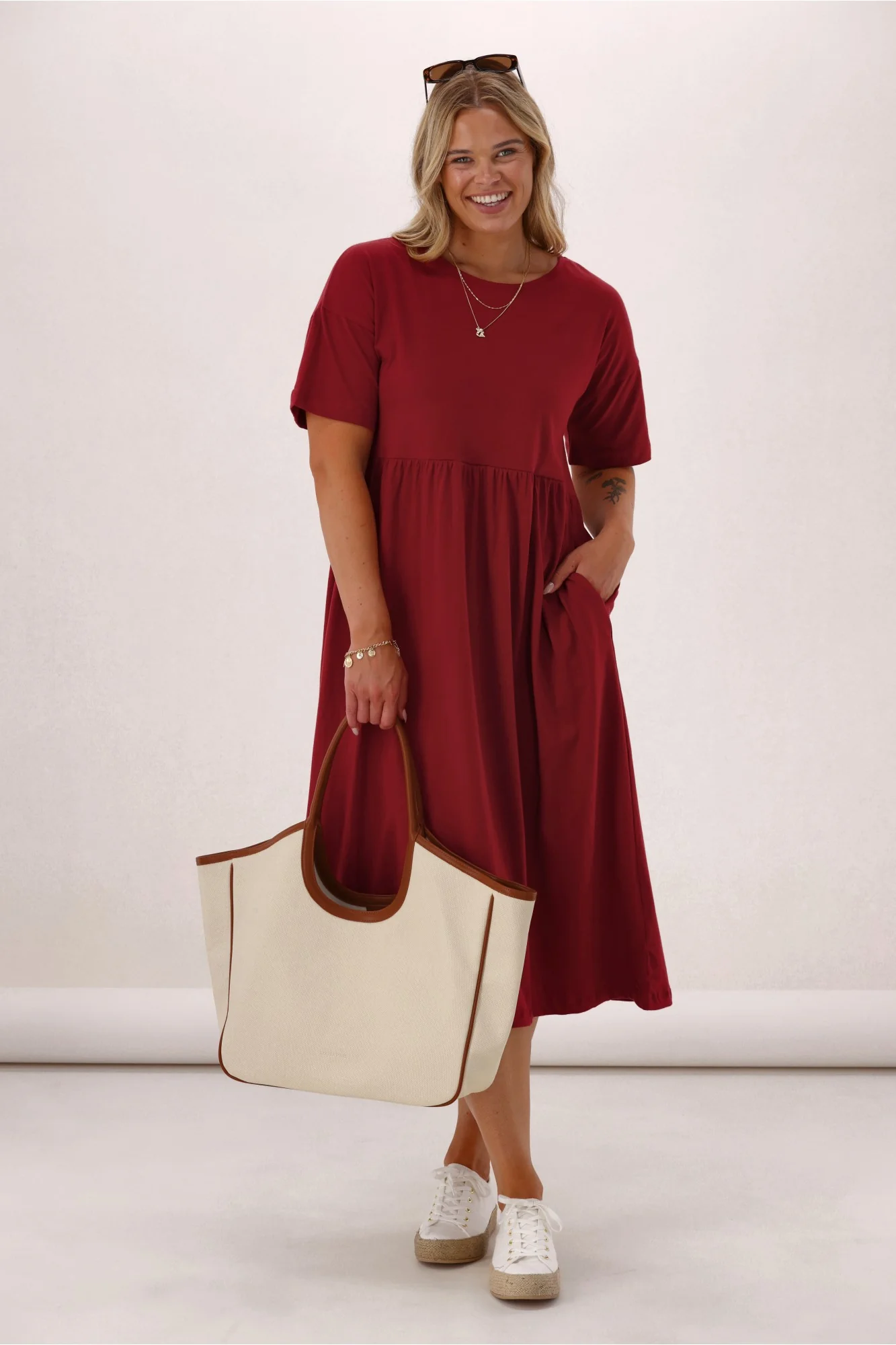 Silent Theory Till Summer Dress Burgundy - Image 2