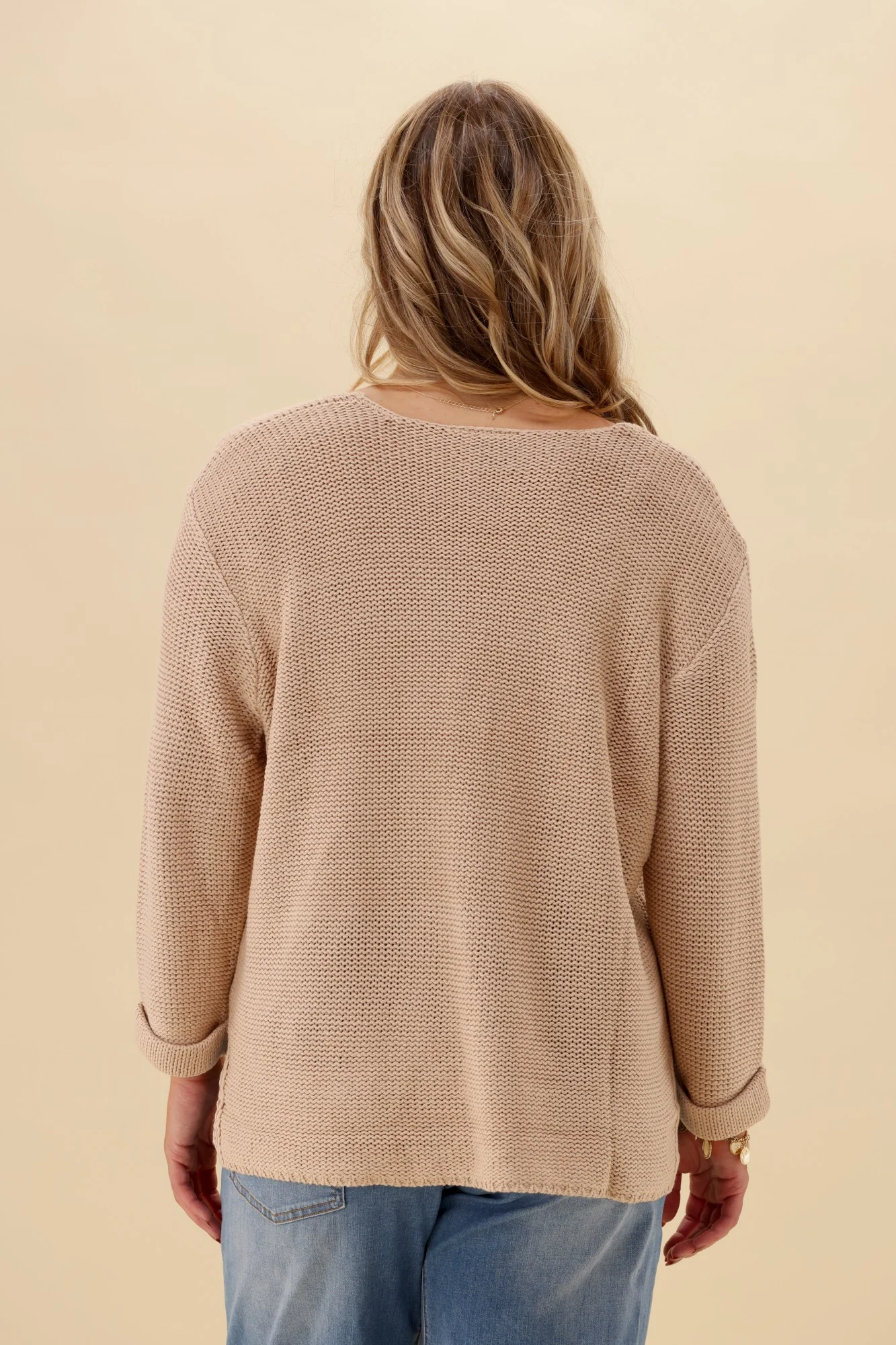 Silver Wishes Roll Up Sleeve Knit Top Mocha - Image 8