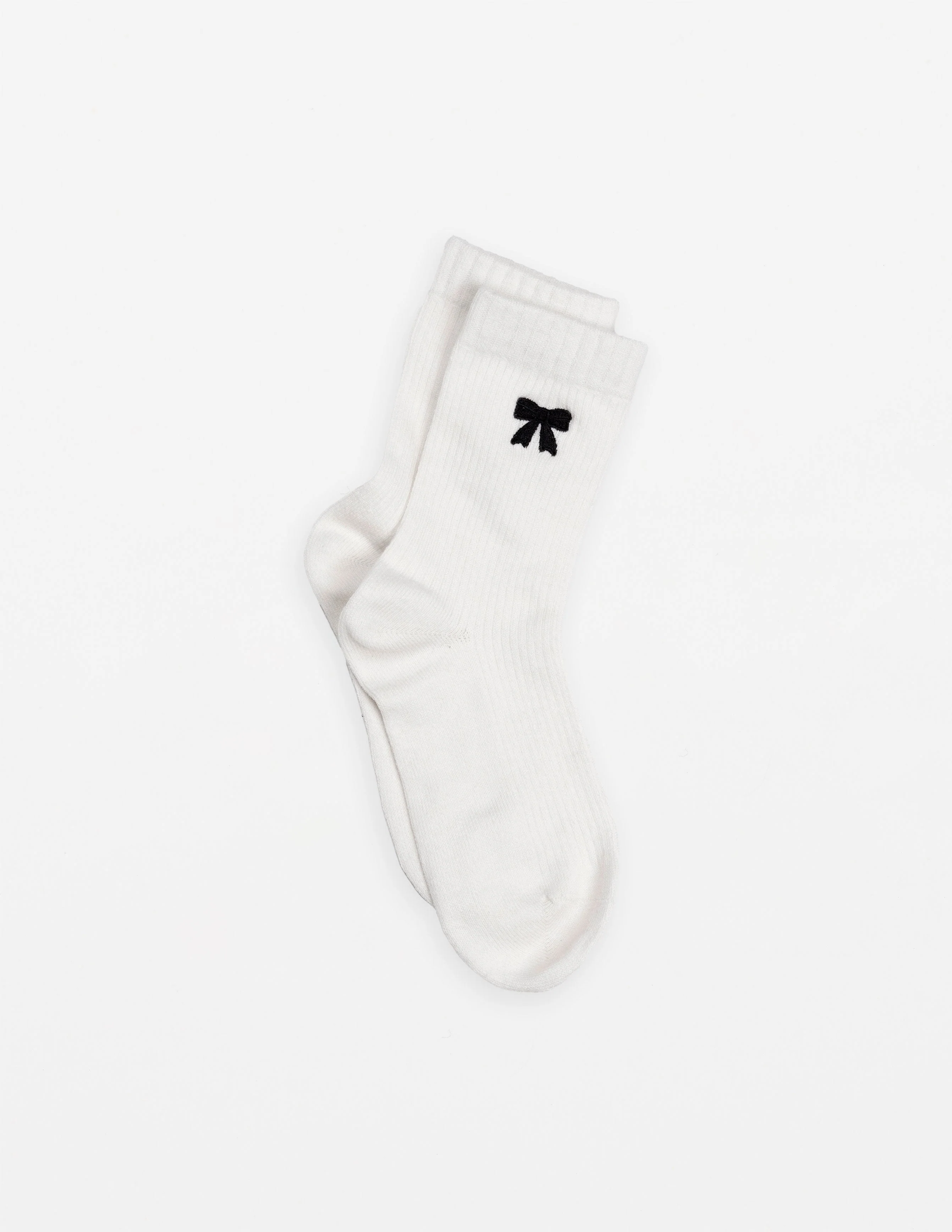 Stella + Gemma Black Bow Socks White