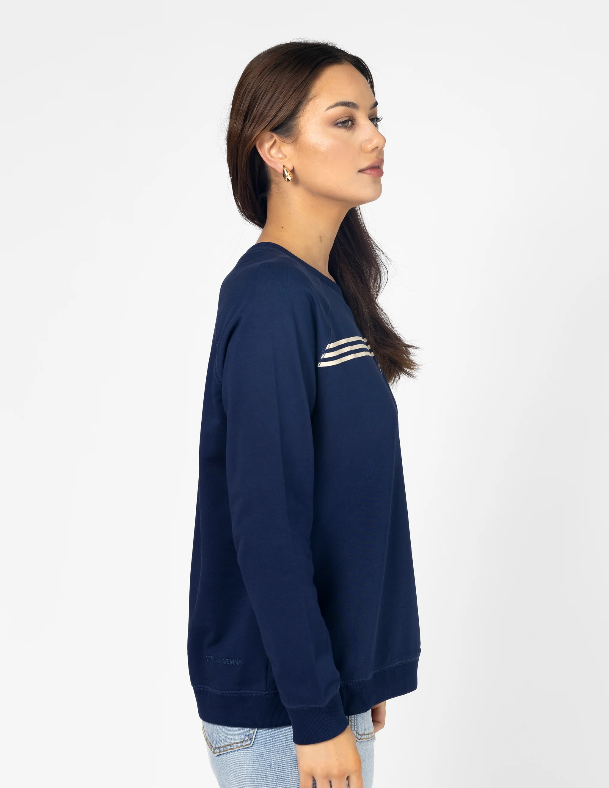 Stella + Gemma Classic Sweater Stripes and Bow Navy - Image 3