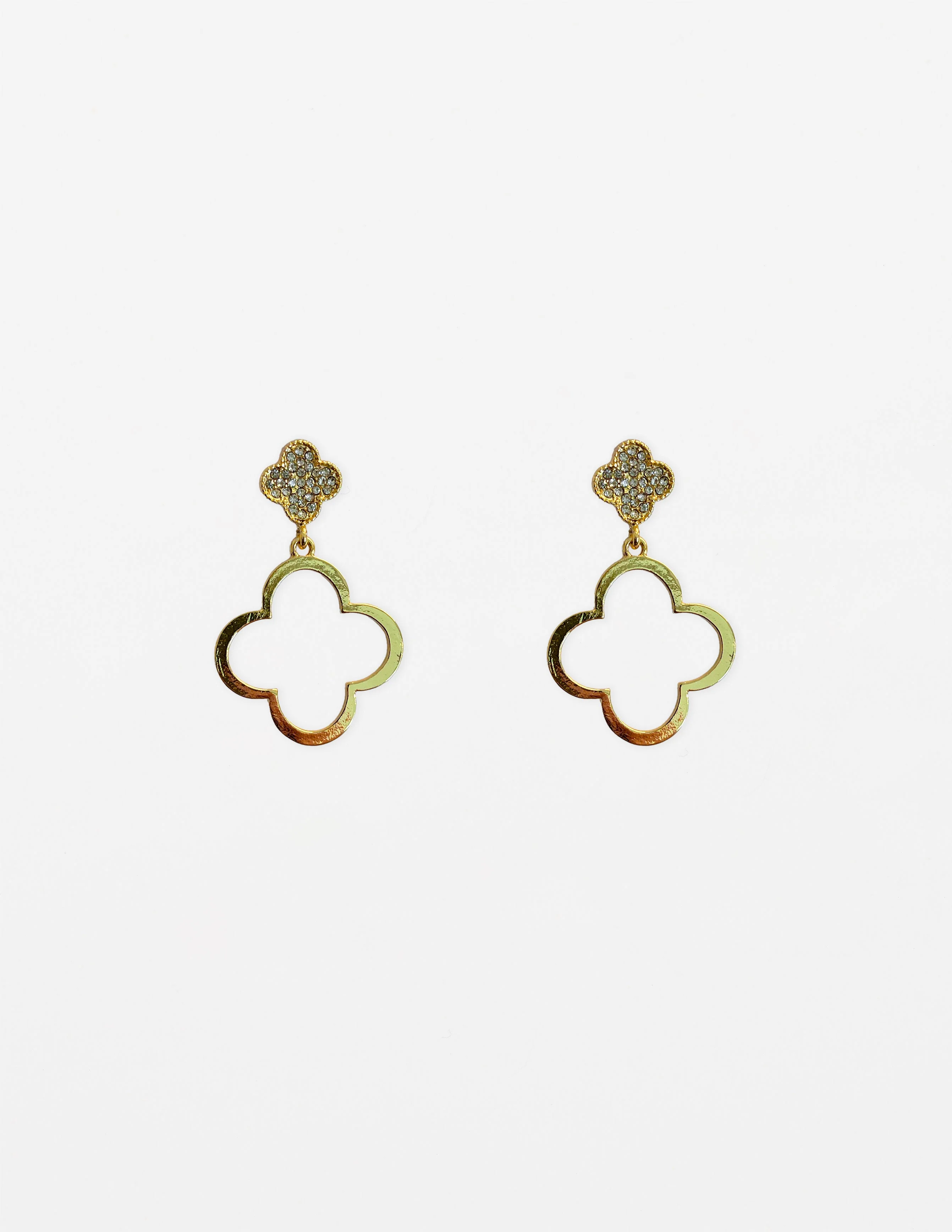 Stella + Gemma Earring Crystal Flower With Large Flower Drop Gold