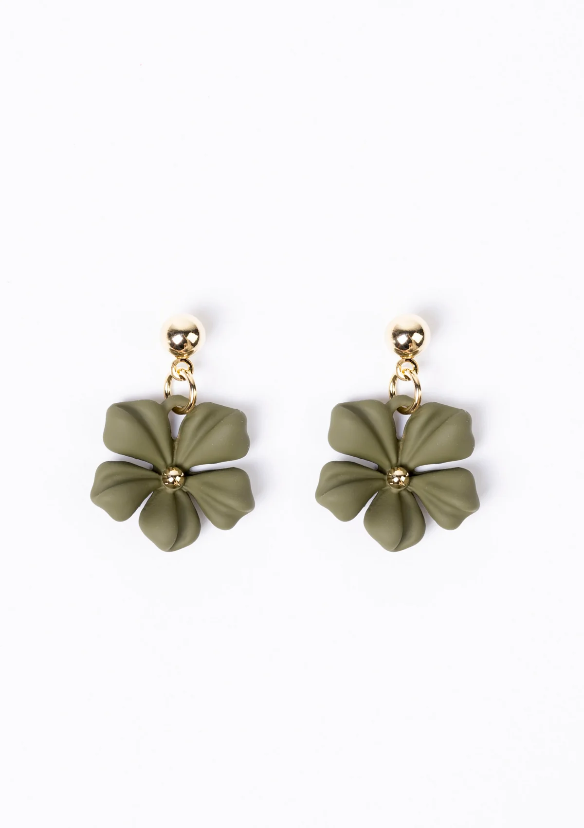Stella + Gemma Earring Dangly Flower Mini Martini Olive