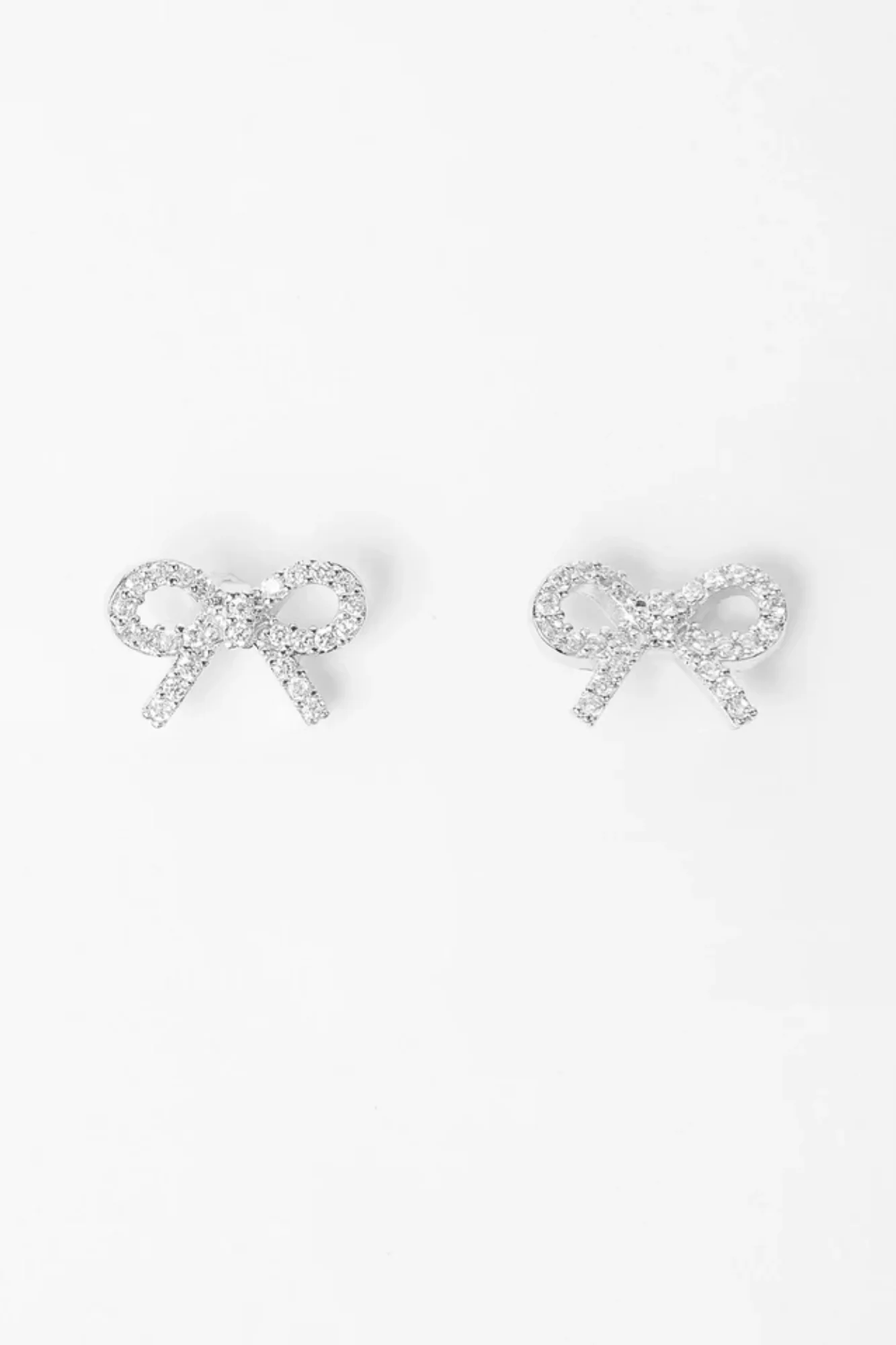 Stella + Gemma Earrings Crystal Bow Silver