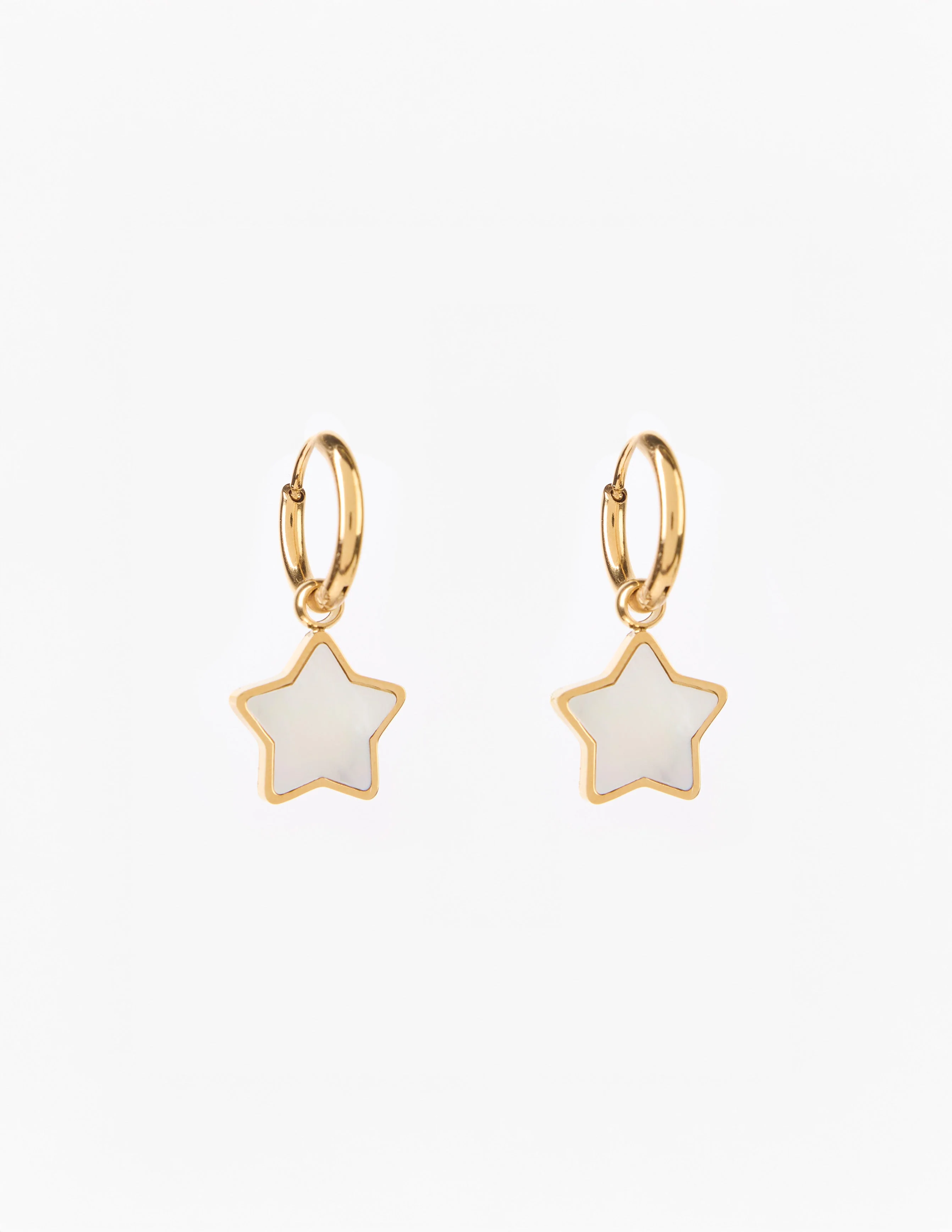 Stella + Gemma Earrings Gold Hoop Shell Star