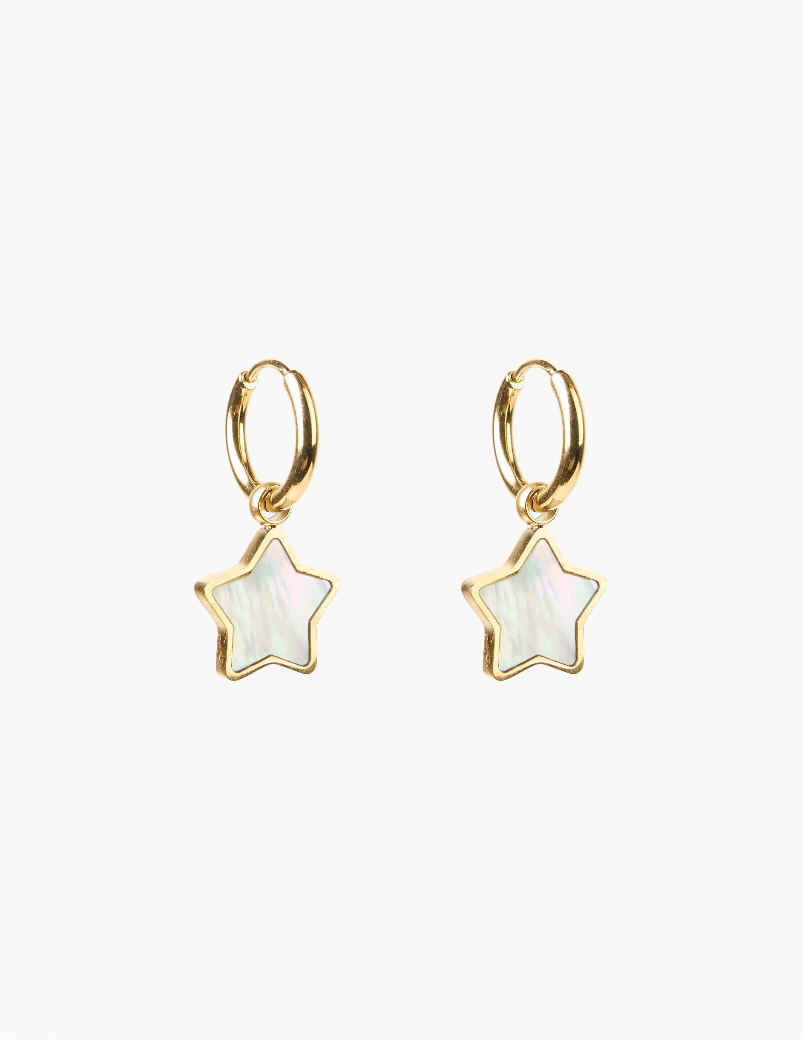 Stella + Gemma Earrings Gold Hoop Shell Star - Image 2