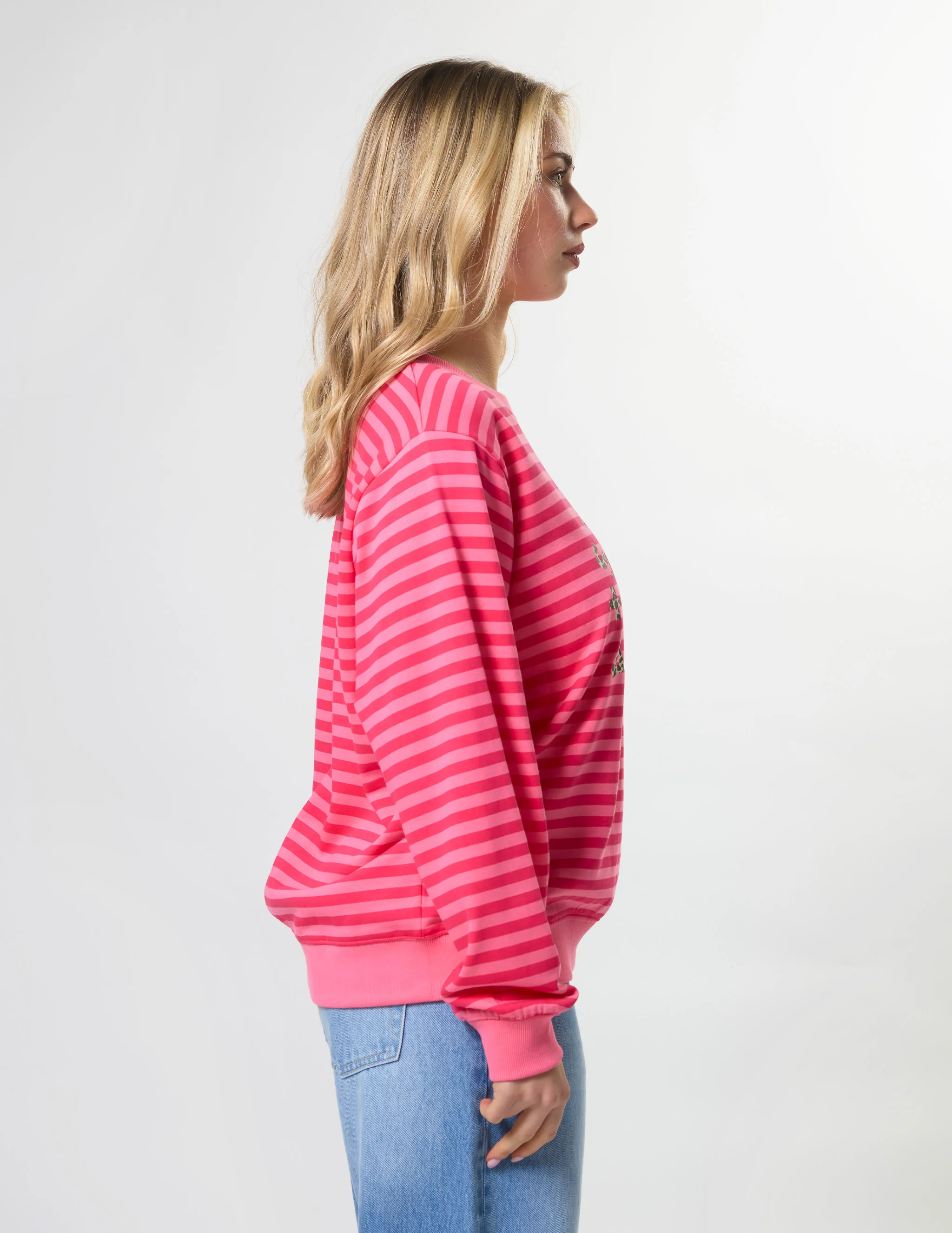 Stella + Gemma Essential Sweat Raspberry Leopard Rotation Stripe - Image 3