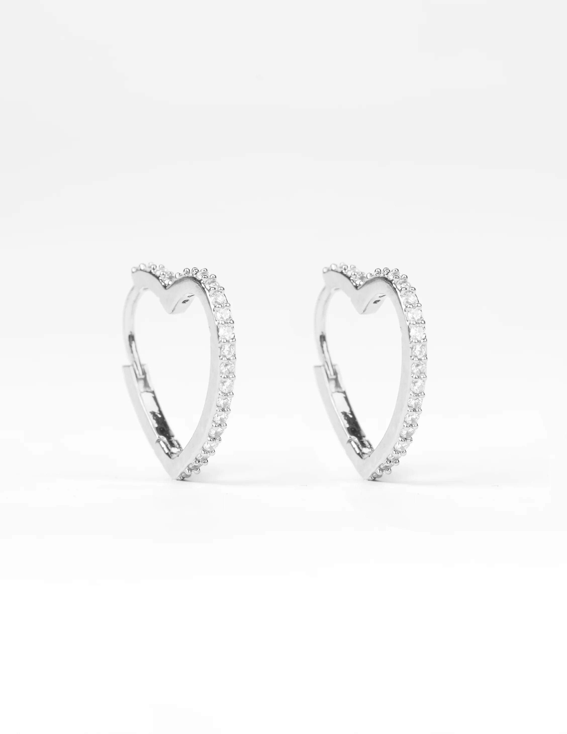 Stella + Gemma Heart Crystal Earring Silver