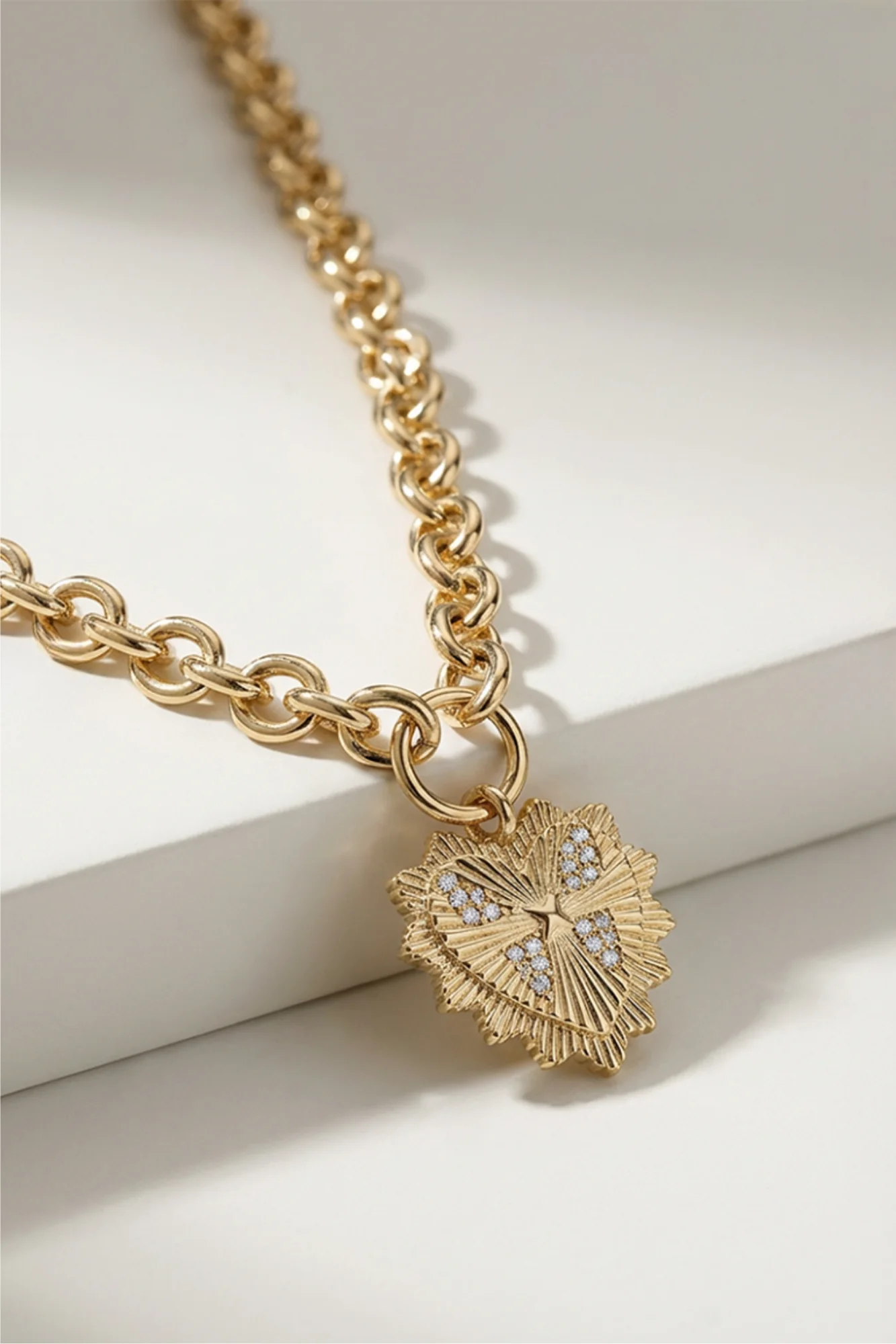 Stella + Gemma Heart Fob Necklace Gold