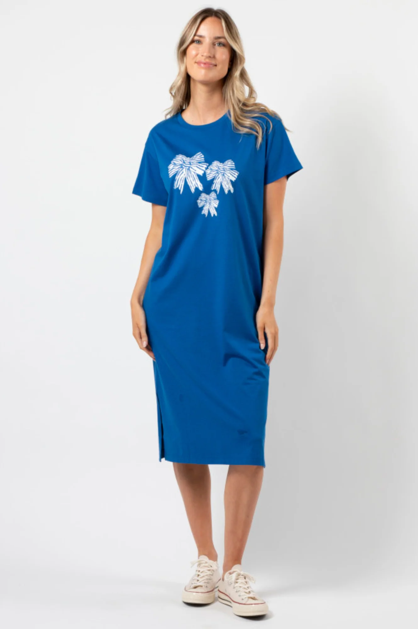 Stella + Gemma Maxie T-Shirt Dress Deep Blue Bowtiful Blue
