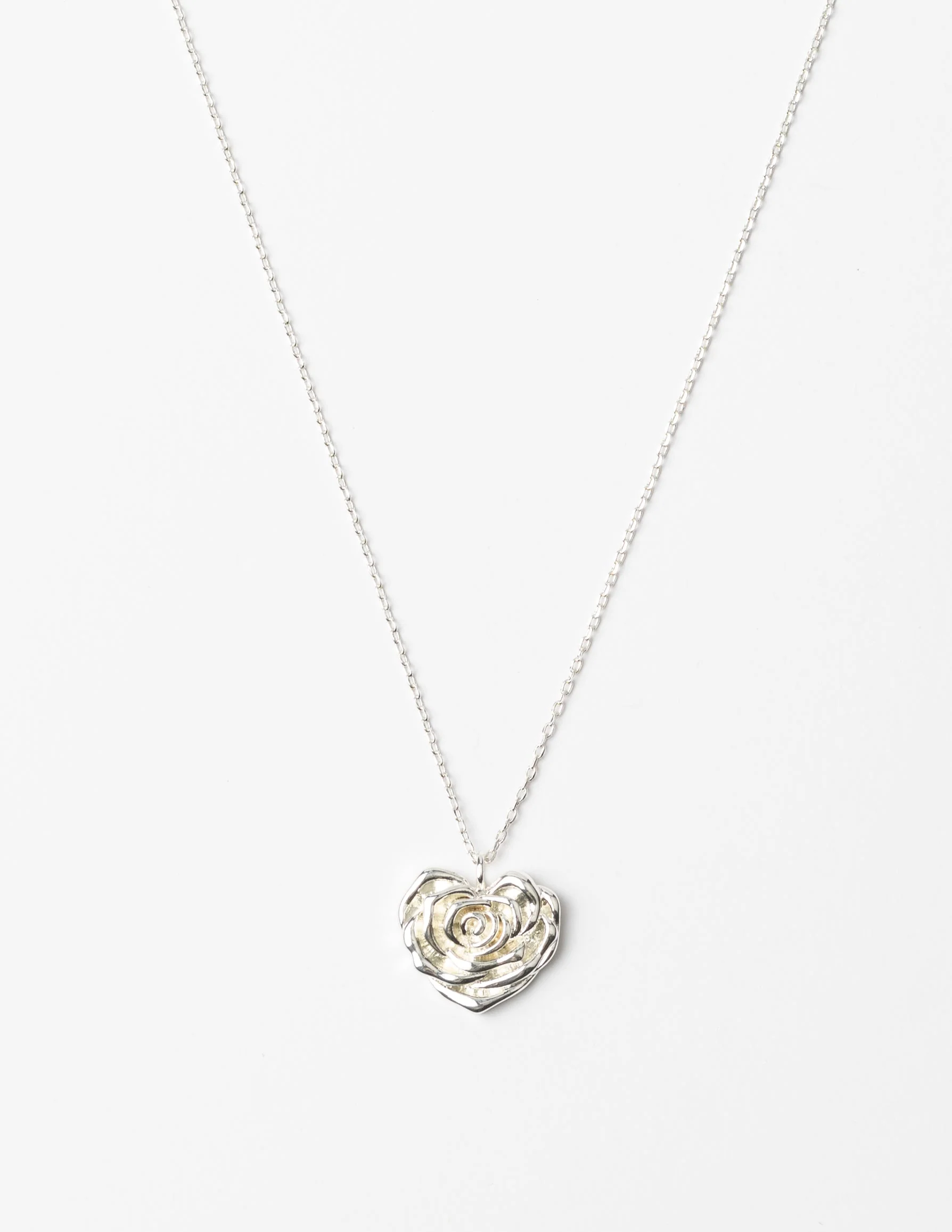 Stella + Gemma Necklace Silver Flower Heart - Image 2