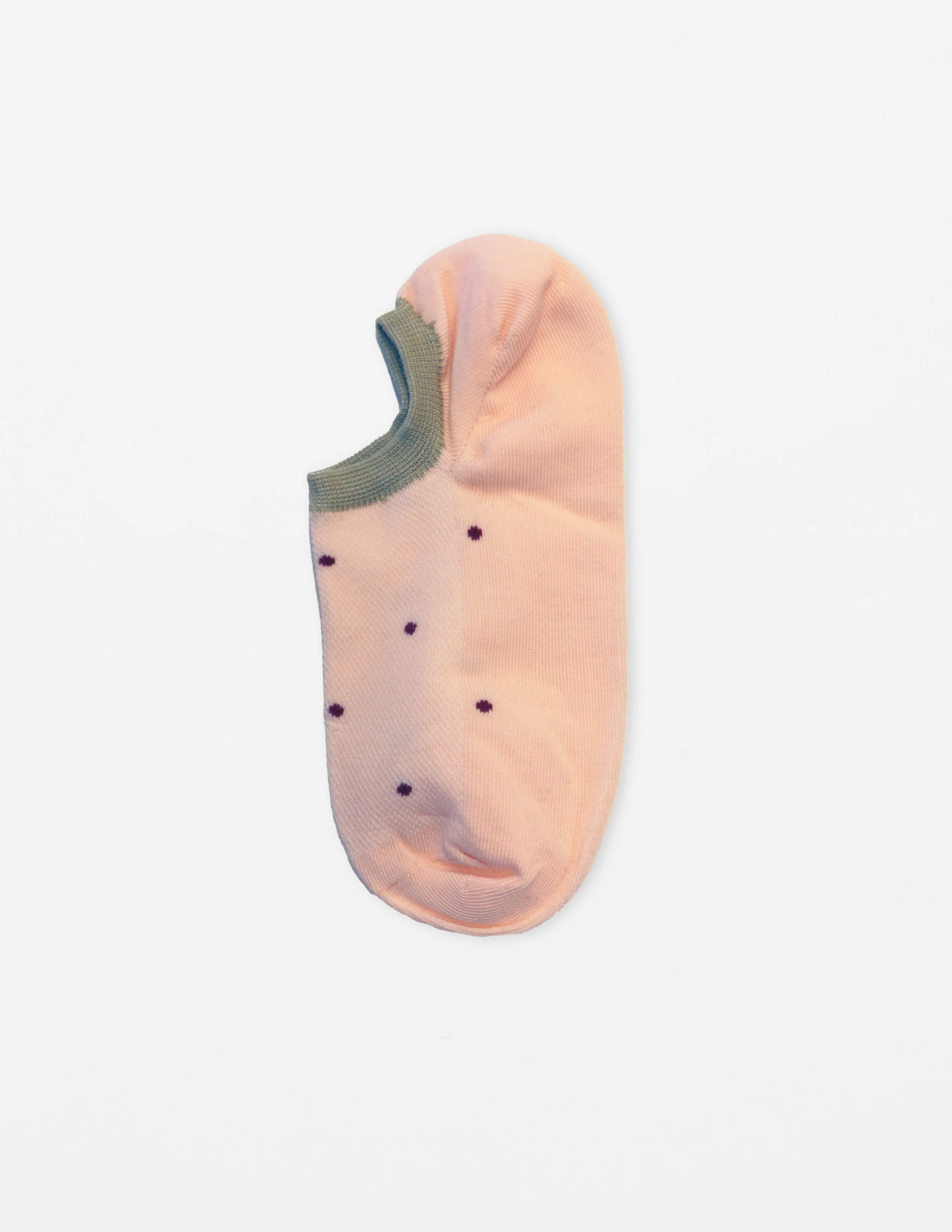 Stella + Gemma No Show Socks Baby Pink With Maroon Dots