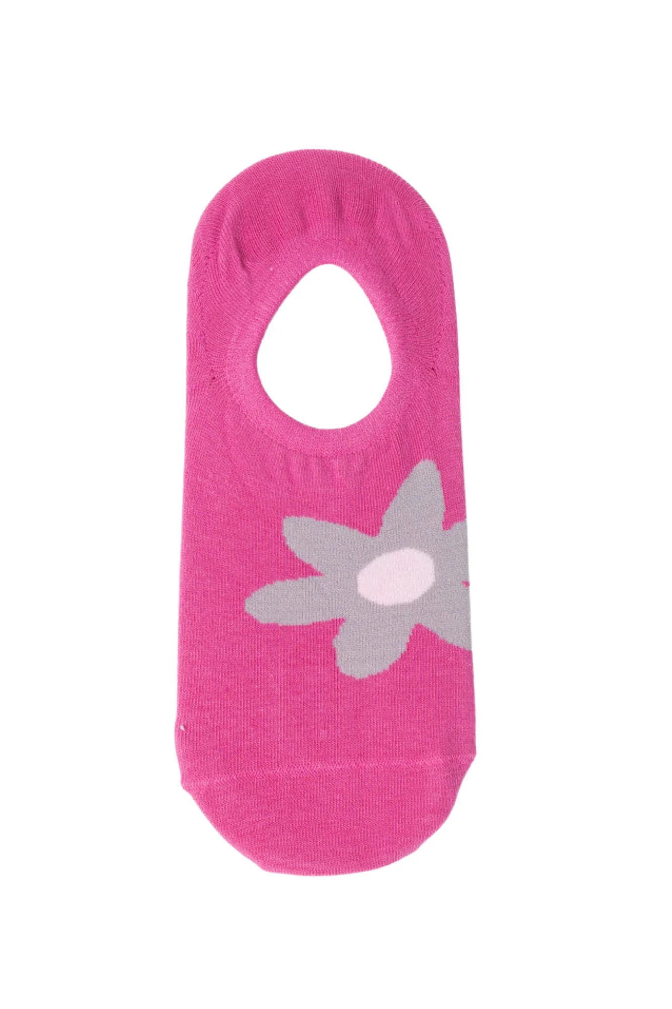 Stella + Gemma No Show Socks Hot Pink With Grey Flowers