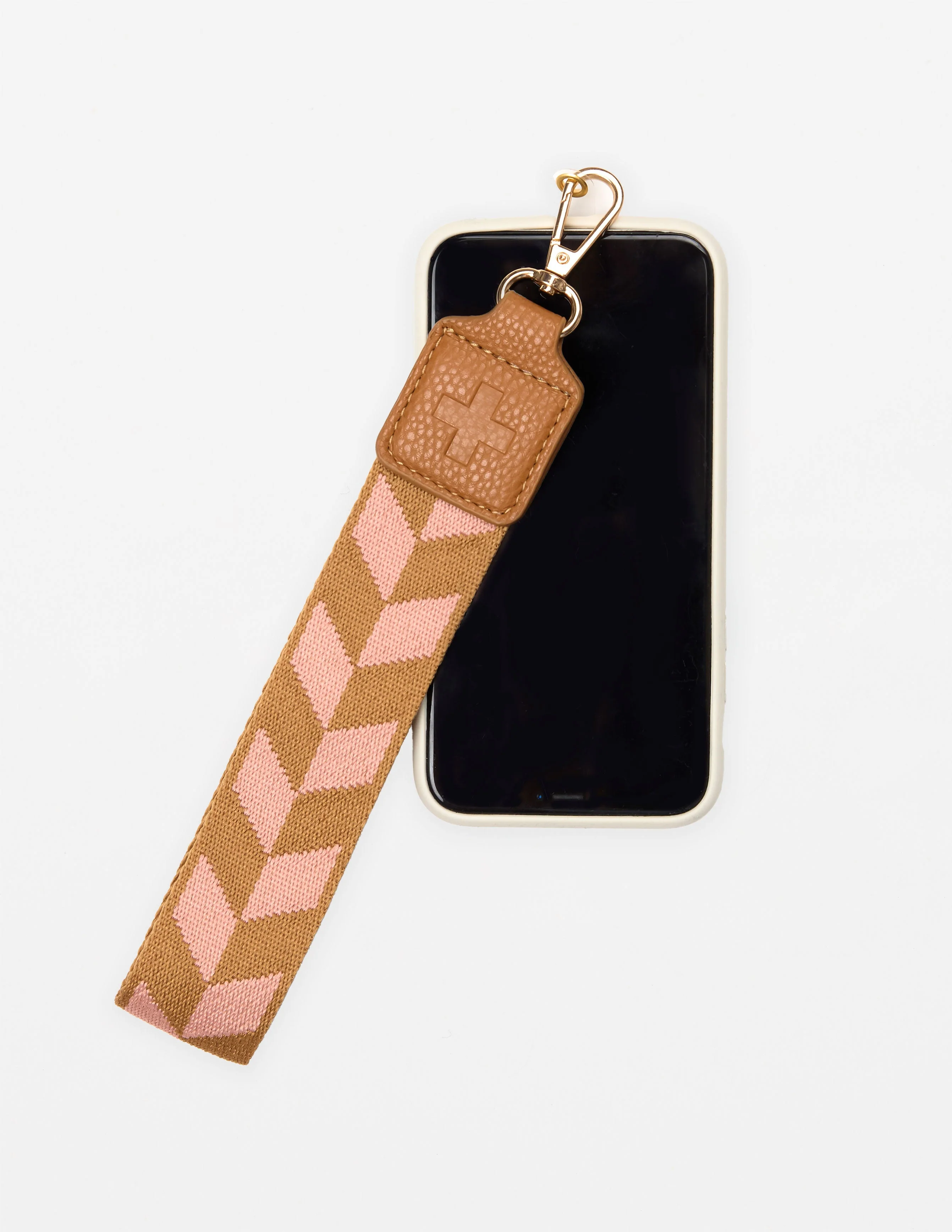 Stella + Gemma Phone Wrist Strap Tan Blush Chevron