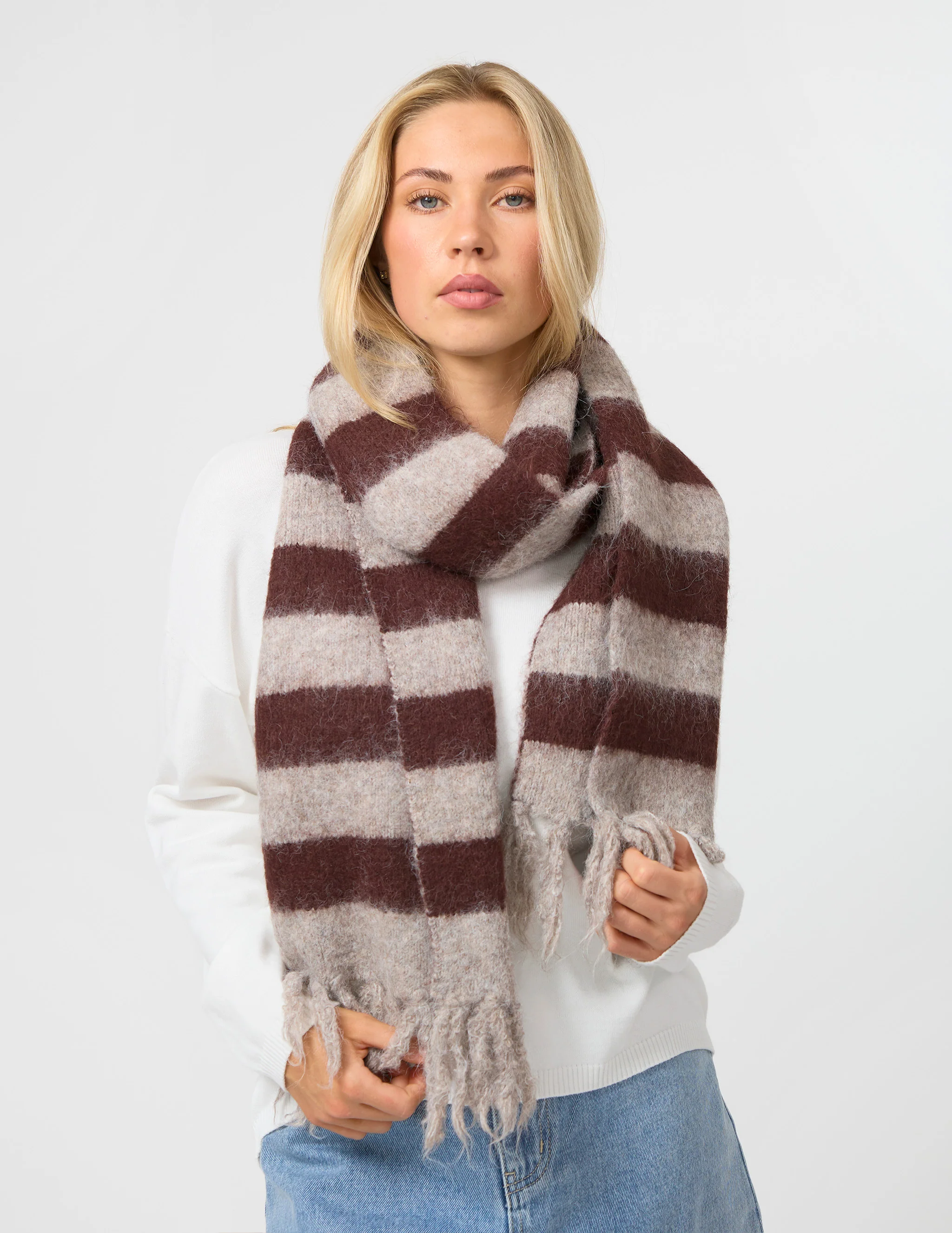Stella + Gemma Scarf Choc Stripe