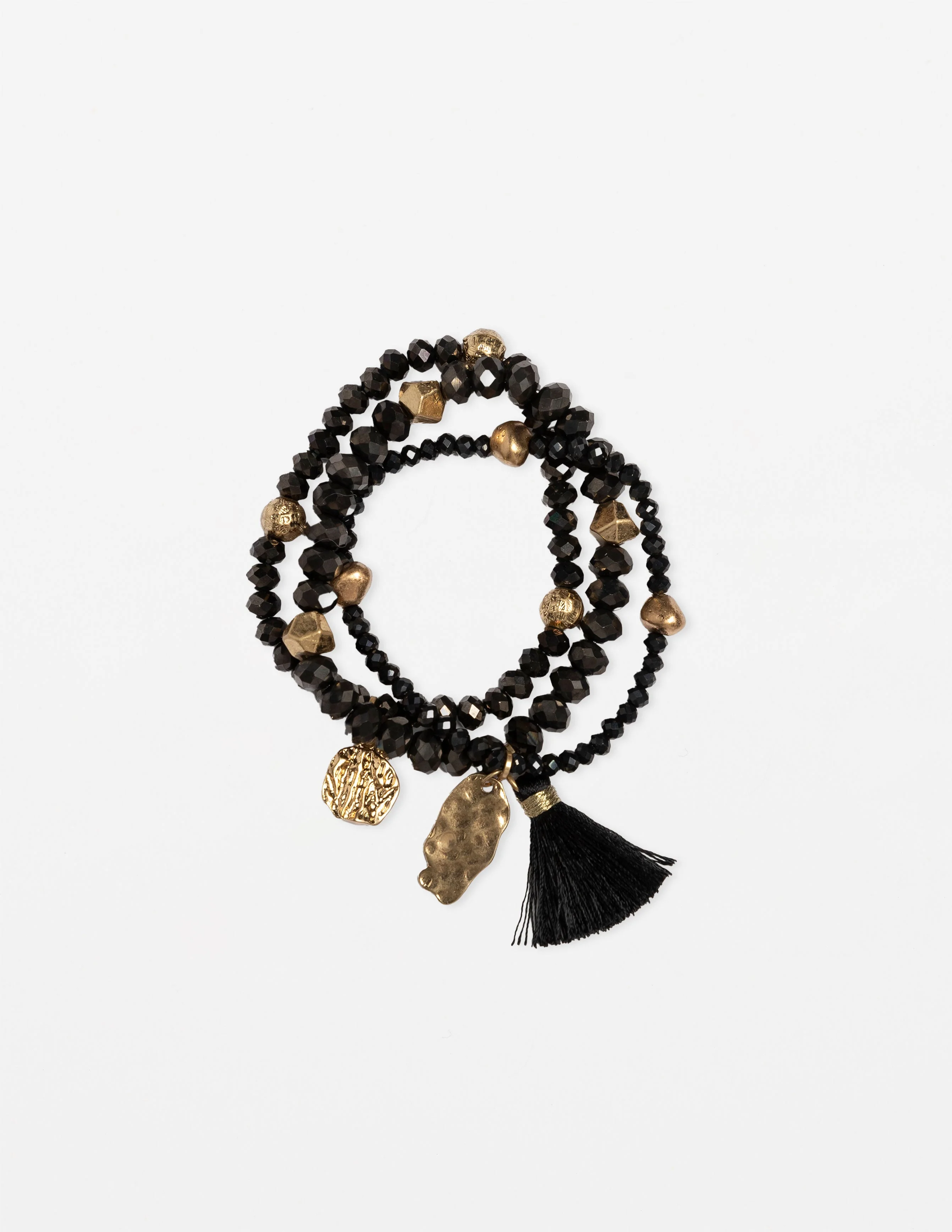 Stella + Gemma Set Of 3 Onyx Bead Bracelet