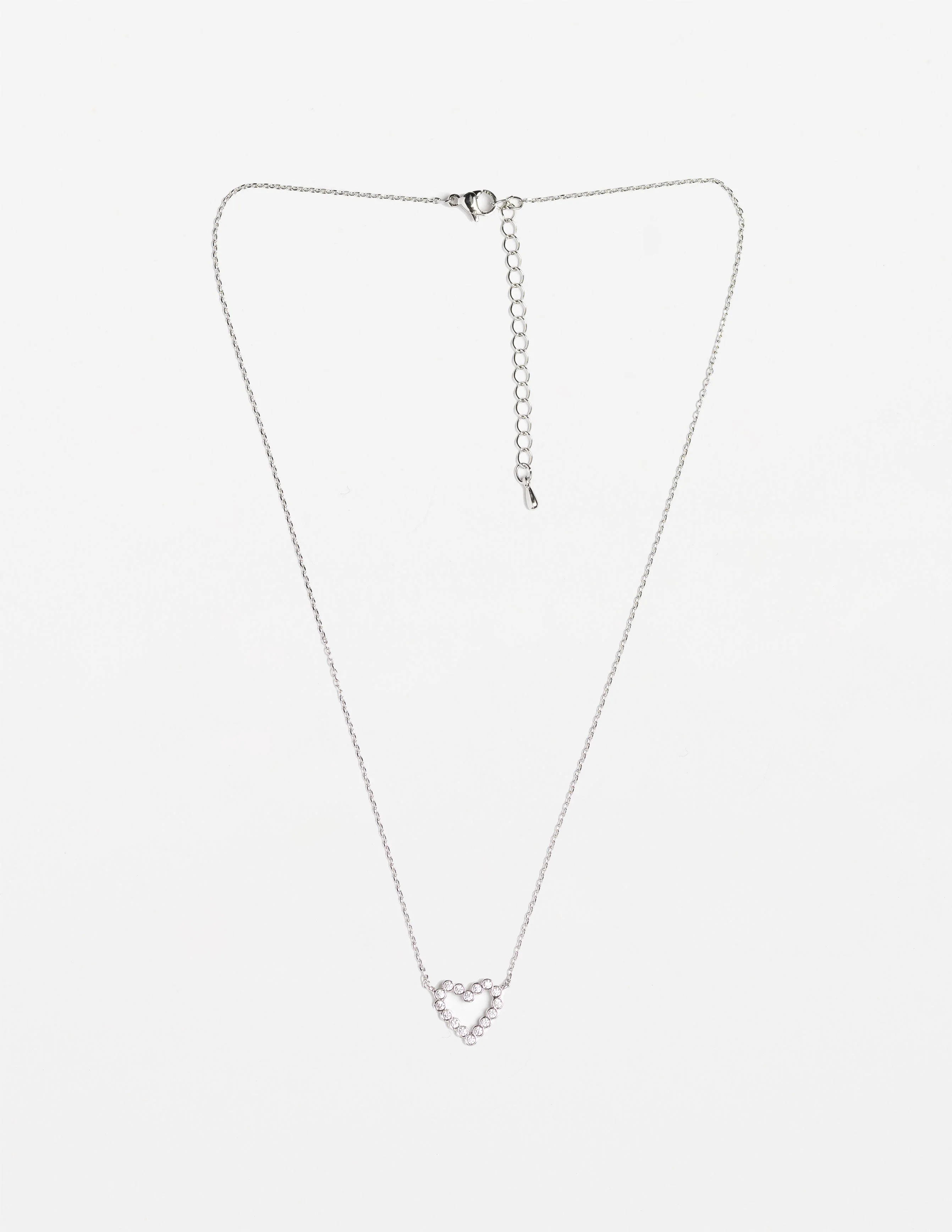 Stella + Gemma Silver Chain Crystal Heart Necklace - Image 2