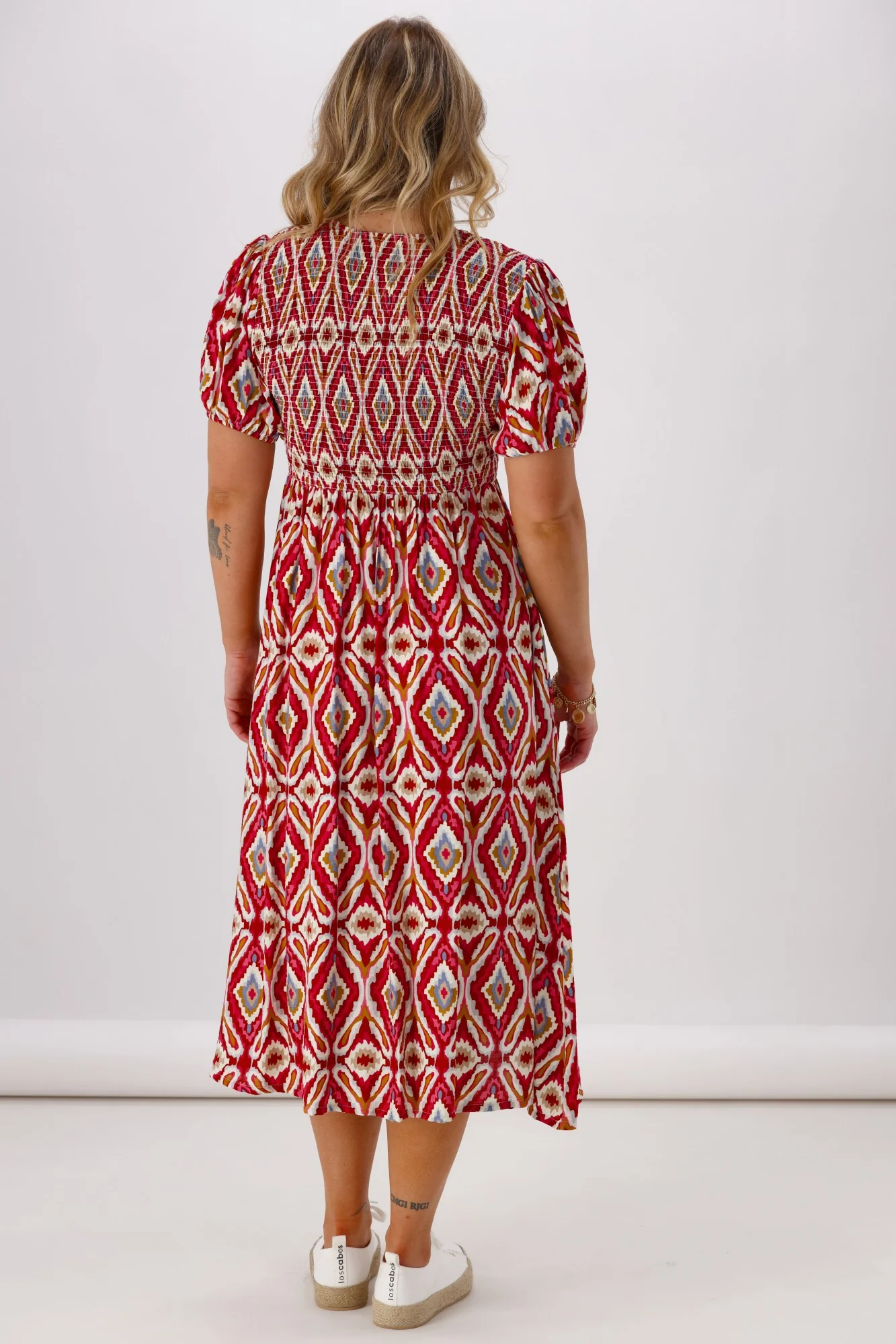 Sunday Boho Acalaide Dress Pink Red Print - Image 6