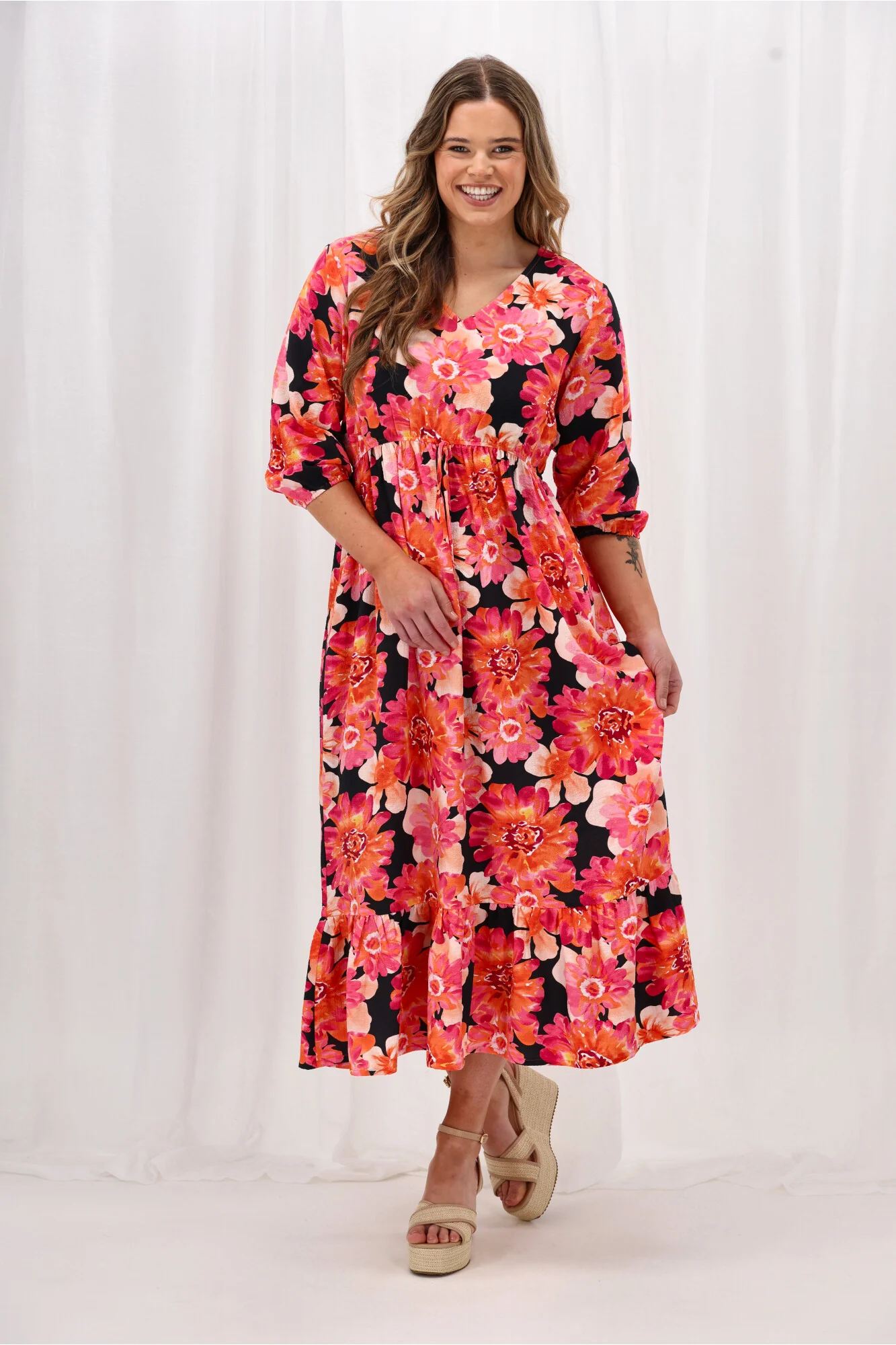 Sunday Boho Adina Dress Print Black Floral