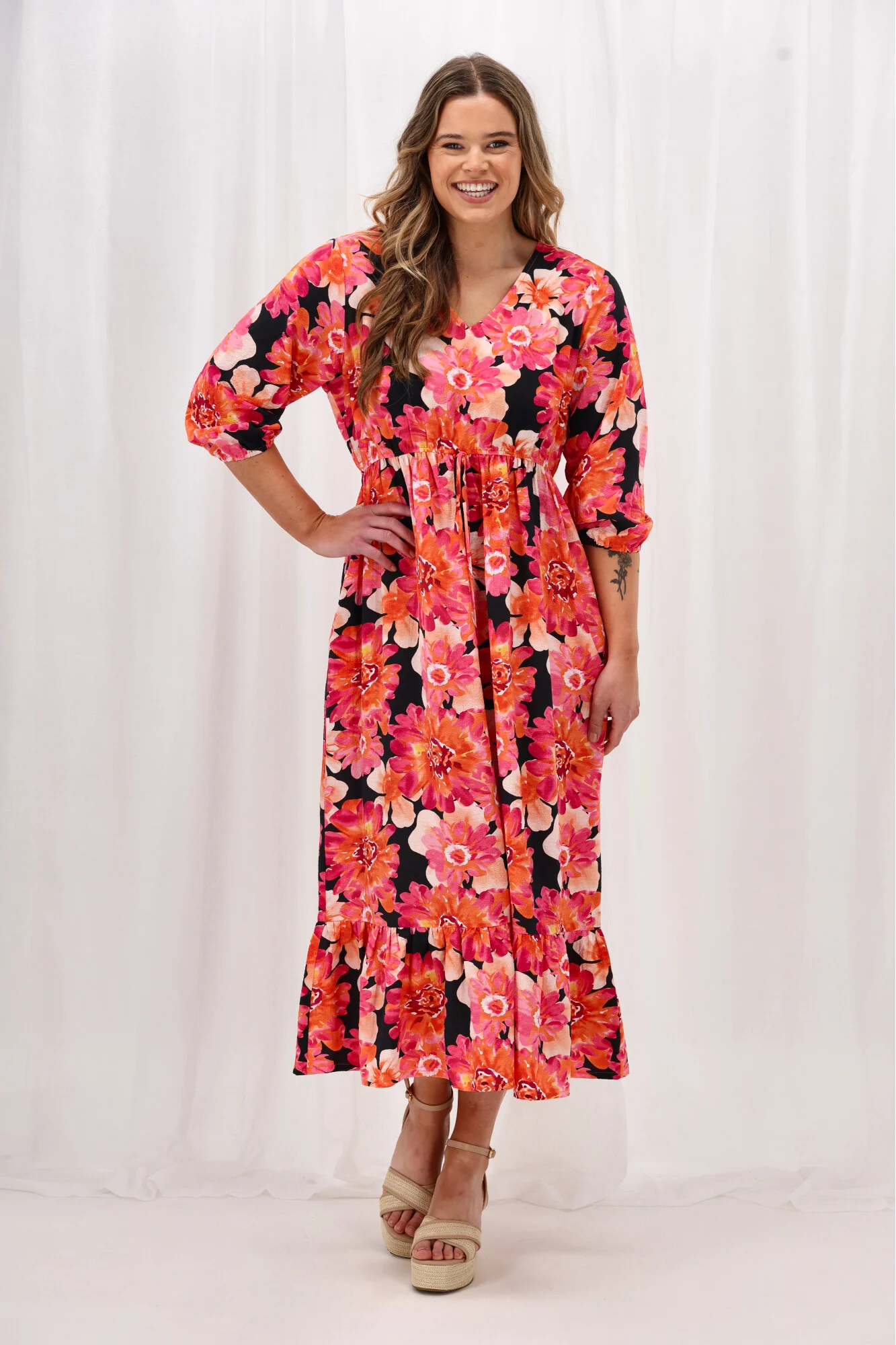 Sunday Boho Adina Dress Print Black Floral - Image 5