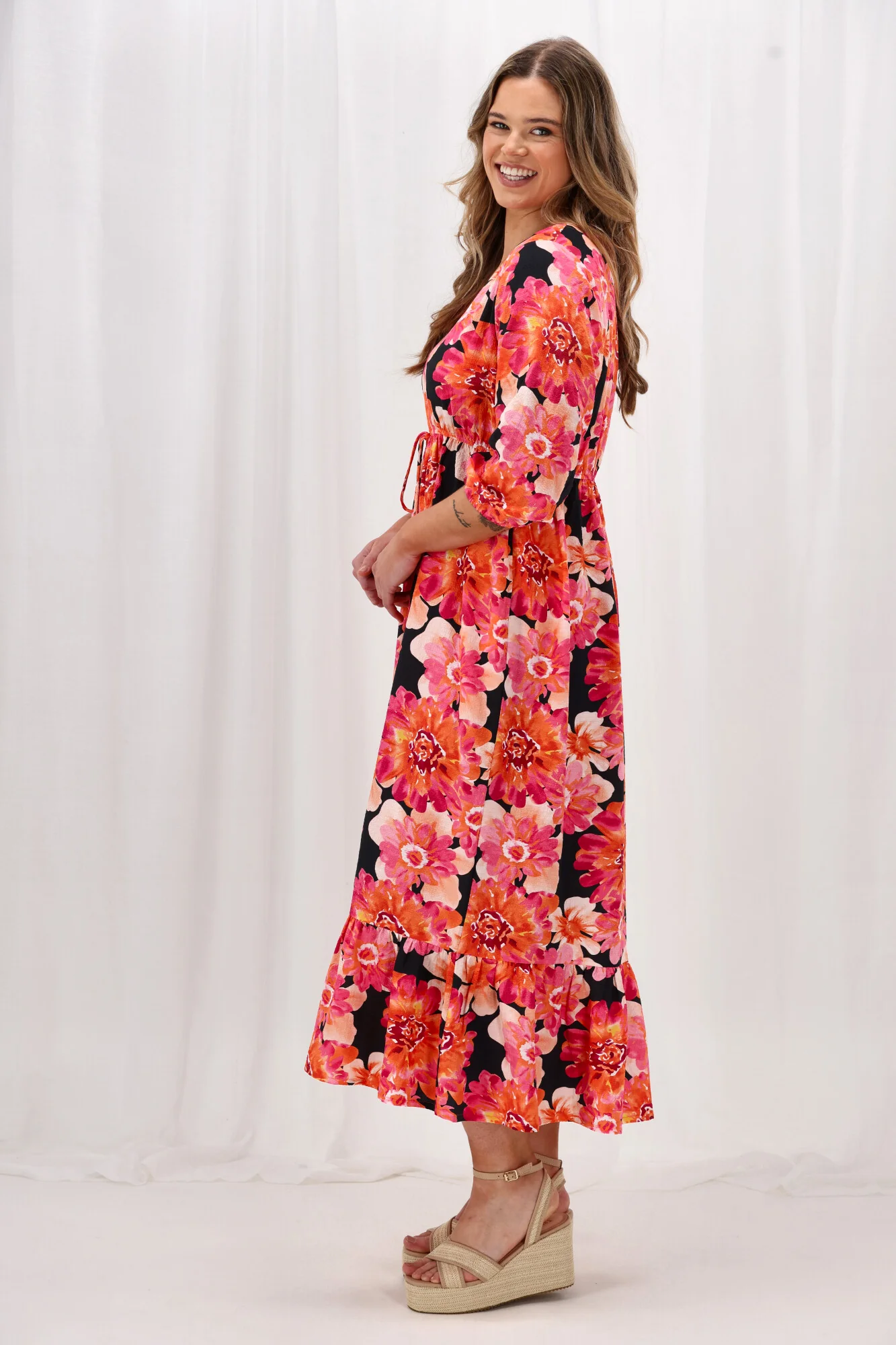 Sunday Boho Adina Dress Print Black Floral - Image 8