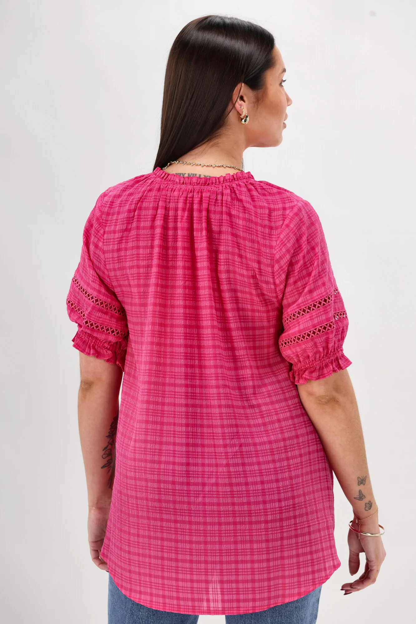 Sunday Boho Amanda 3/4 Peasant Sleeve Top Pink - Image 4