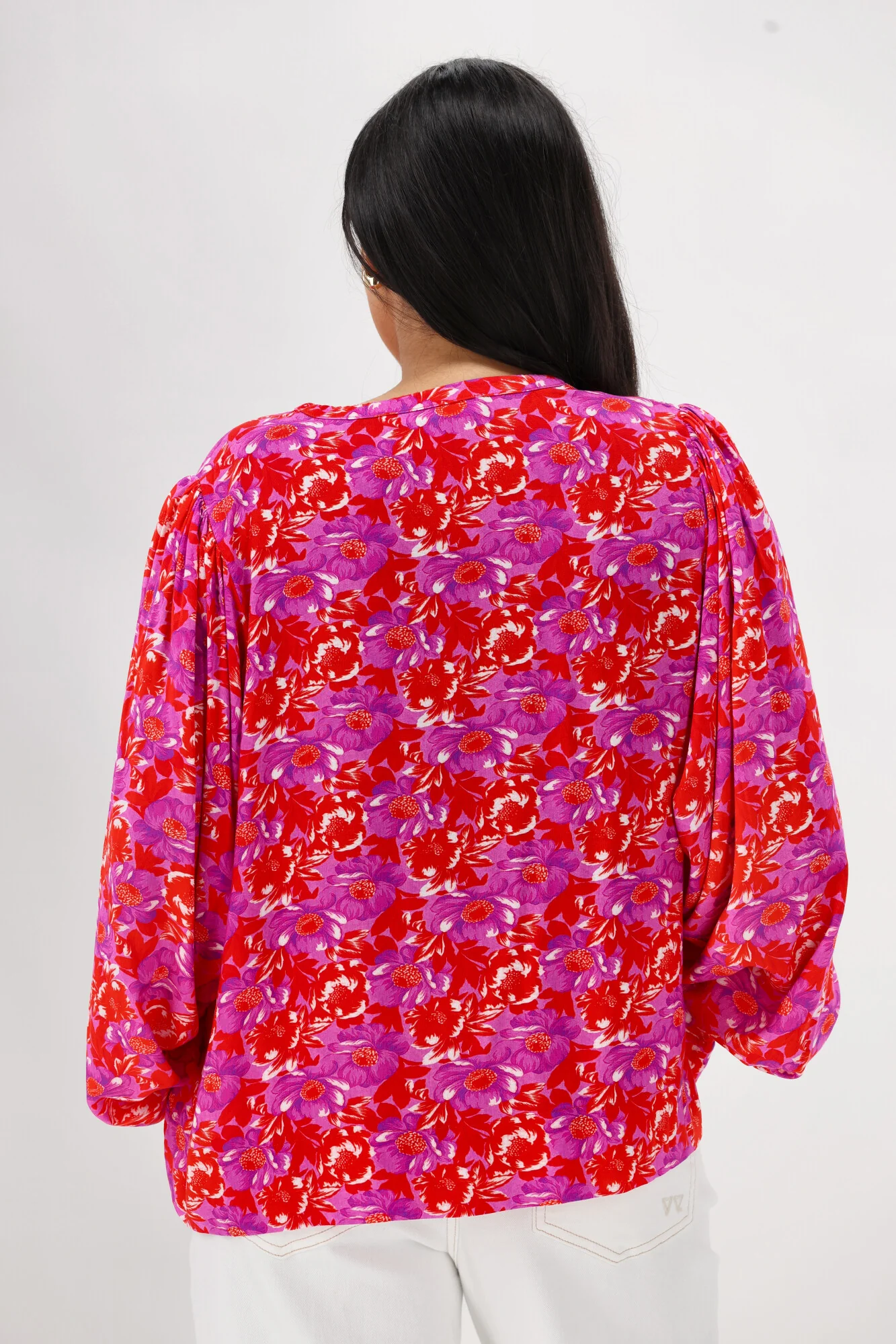 Sunday Boho Andrea Blouse Red Floral Print - Image 9