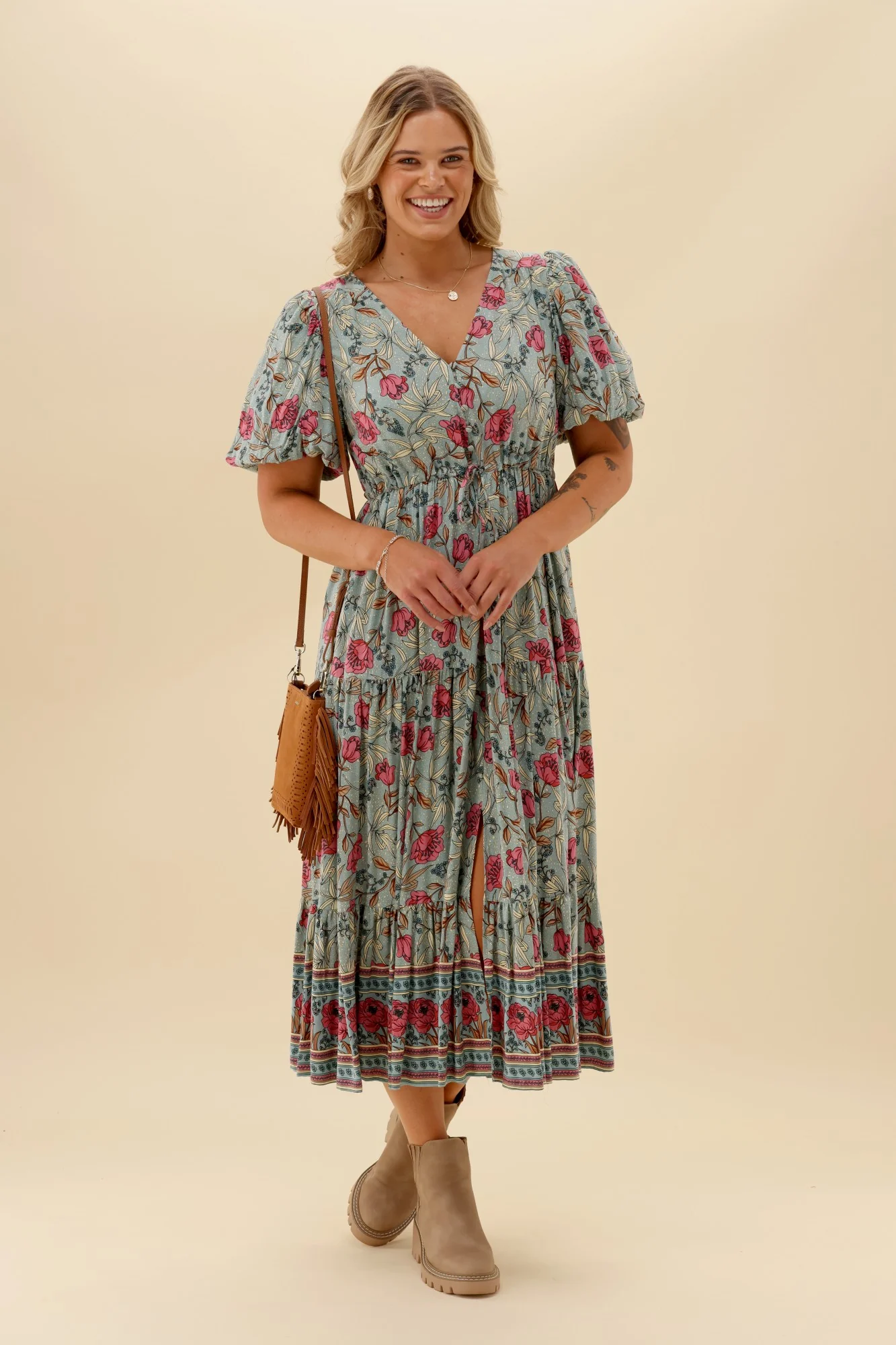 Sunday Boho Avalon Floral Dress Sage