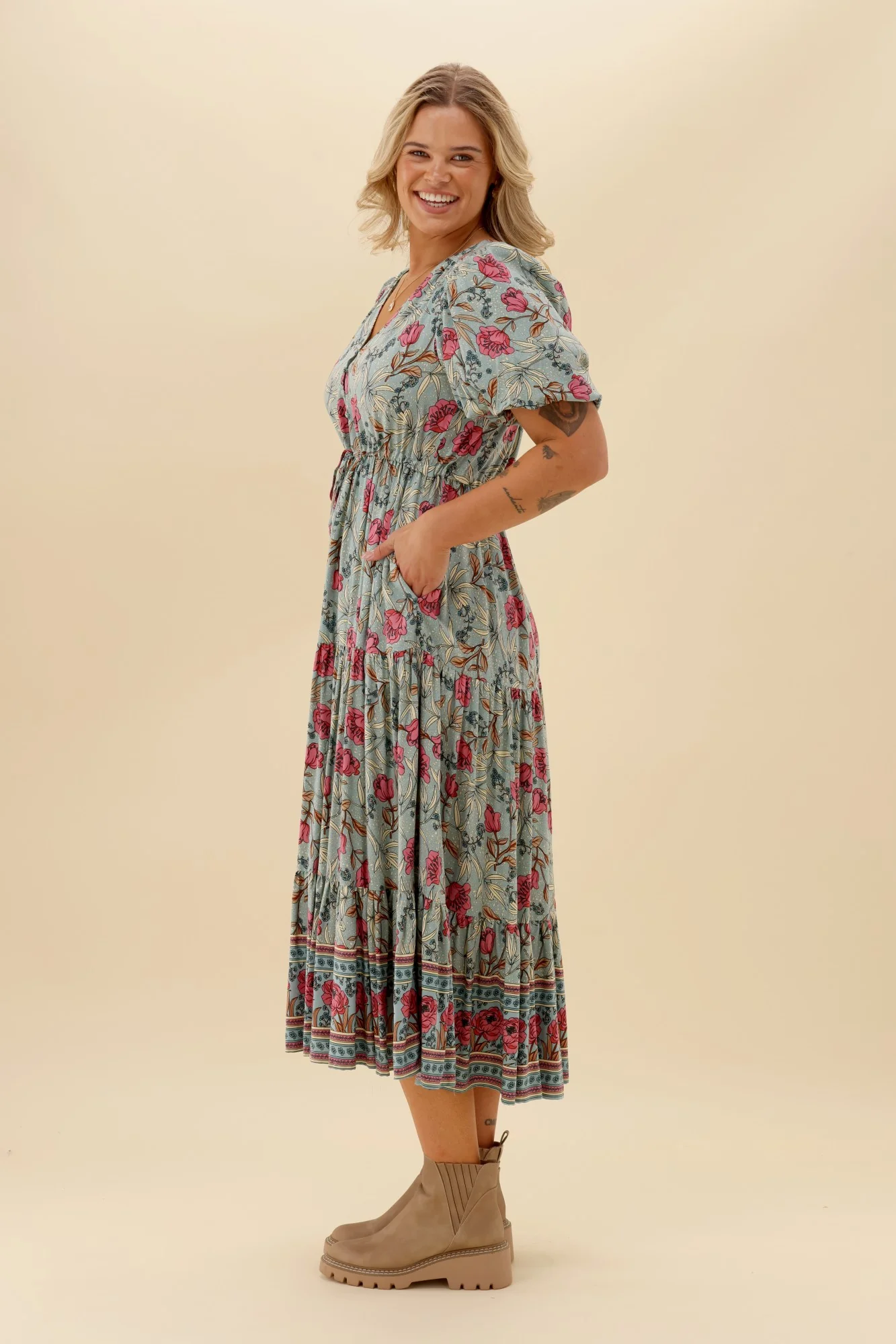 Sunday Boho Avalon Floral Dress Sage - Image 5