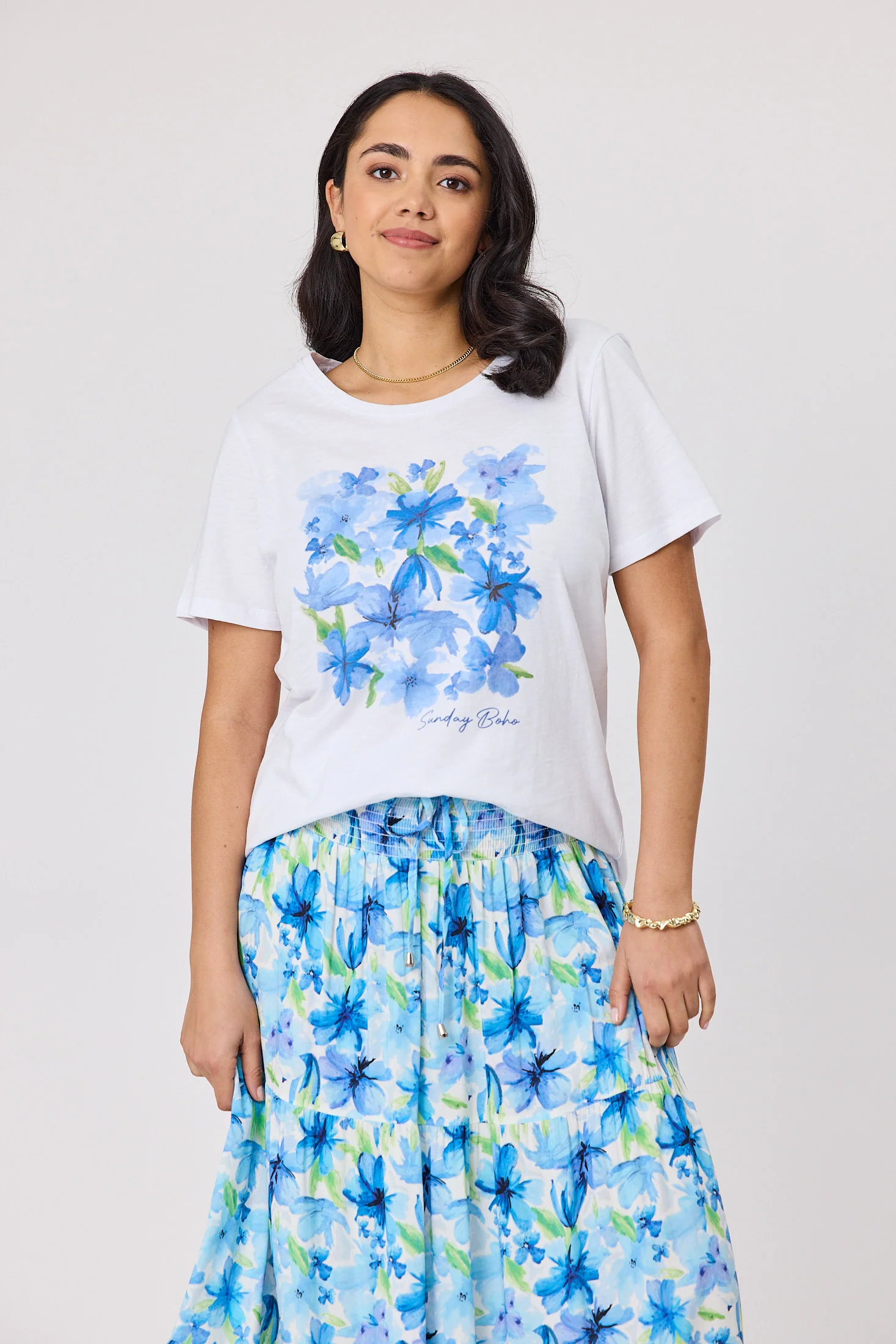 Sunday Boho Bella Printed Tee White - Image 2