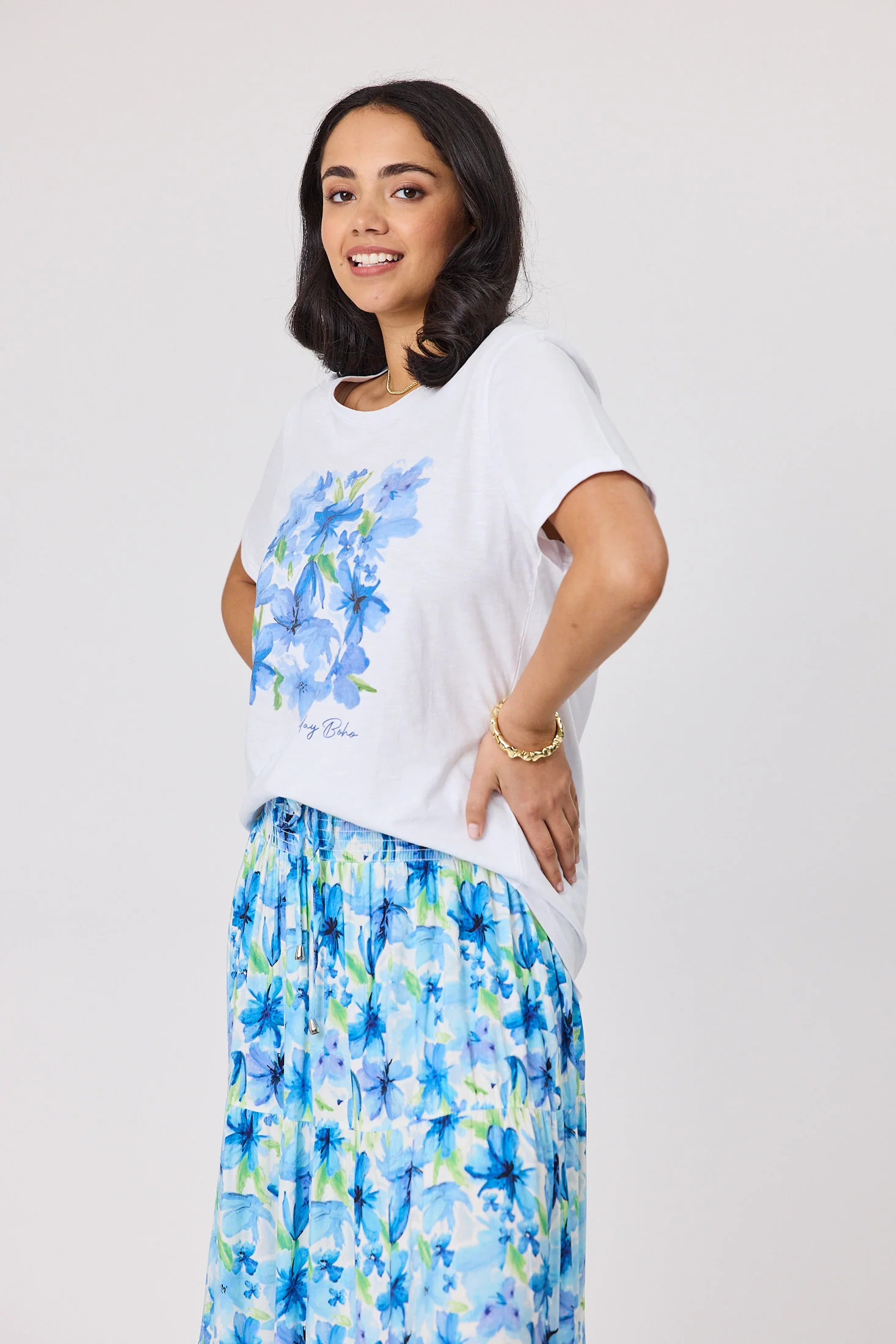 Sunday Boho Bella Printed Tee White - Image 3