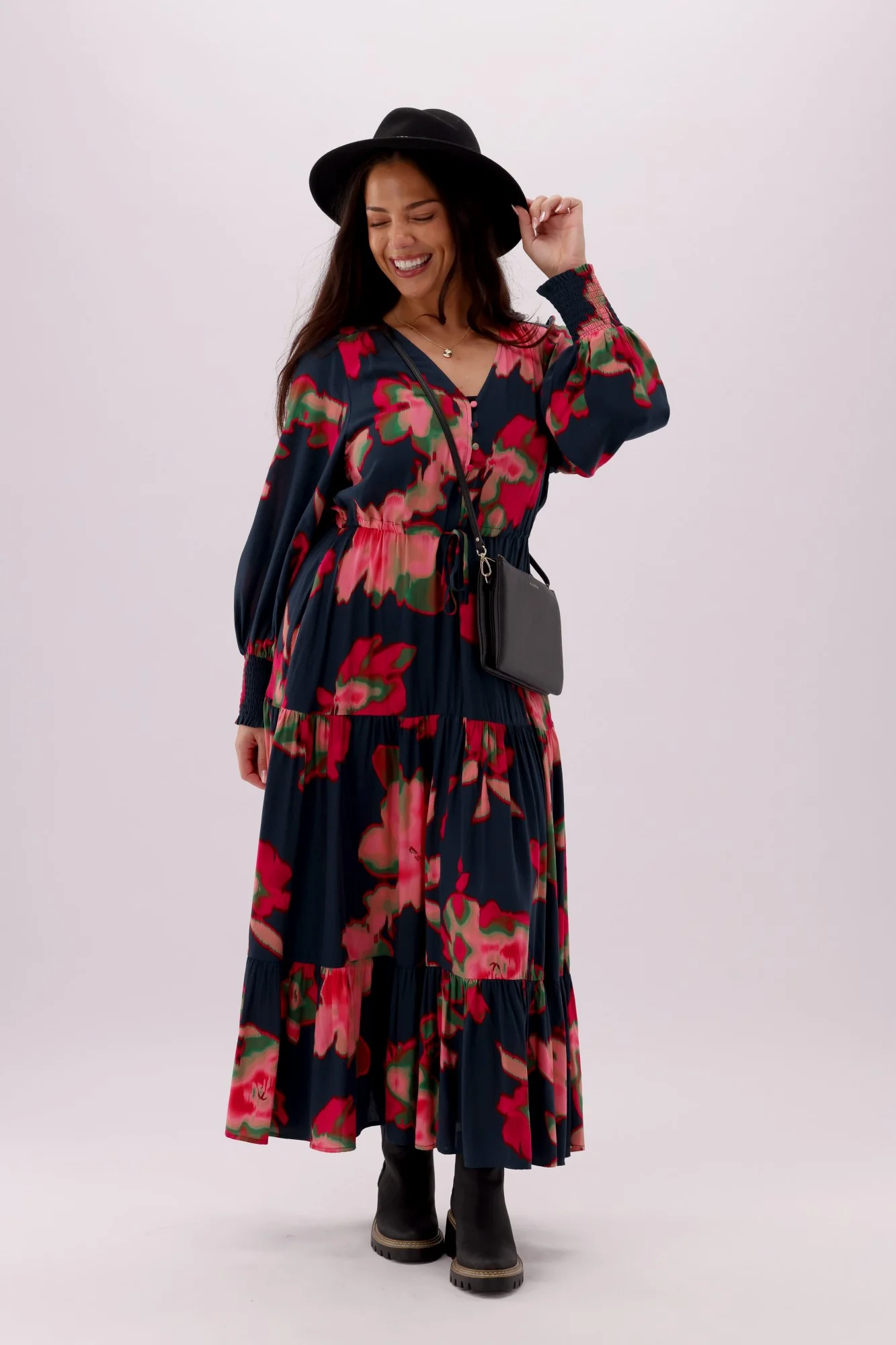Sunday Boho Chloe Ink Floral Dress