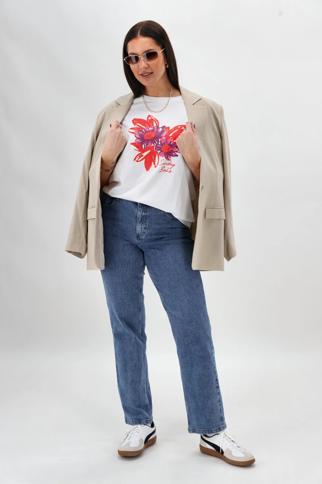 Sunday Boho Ciara Floral Tee White - Image 5