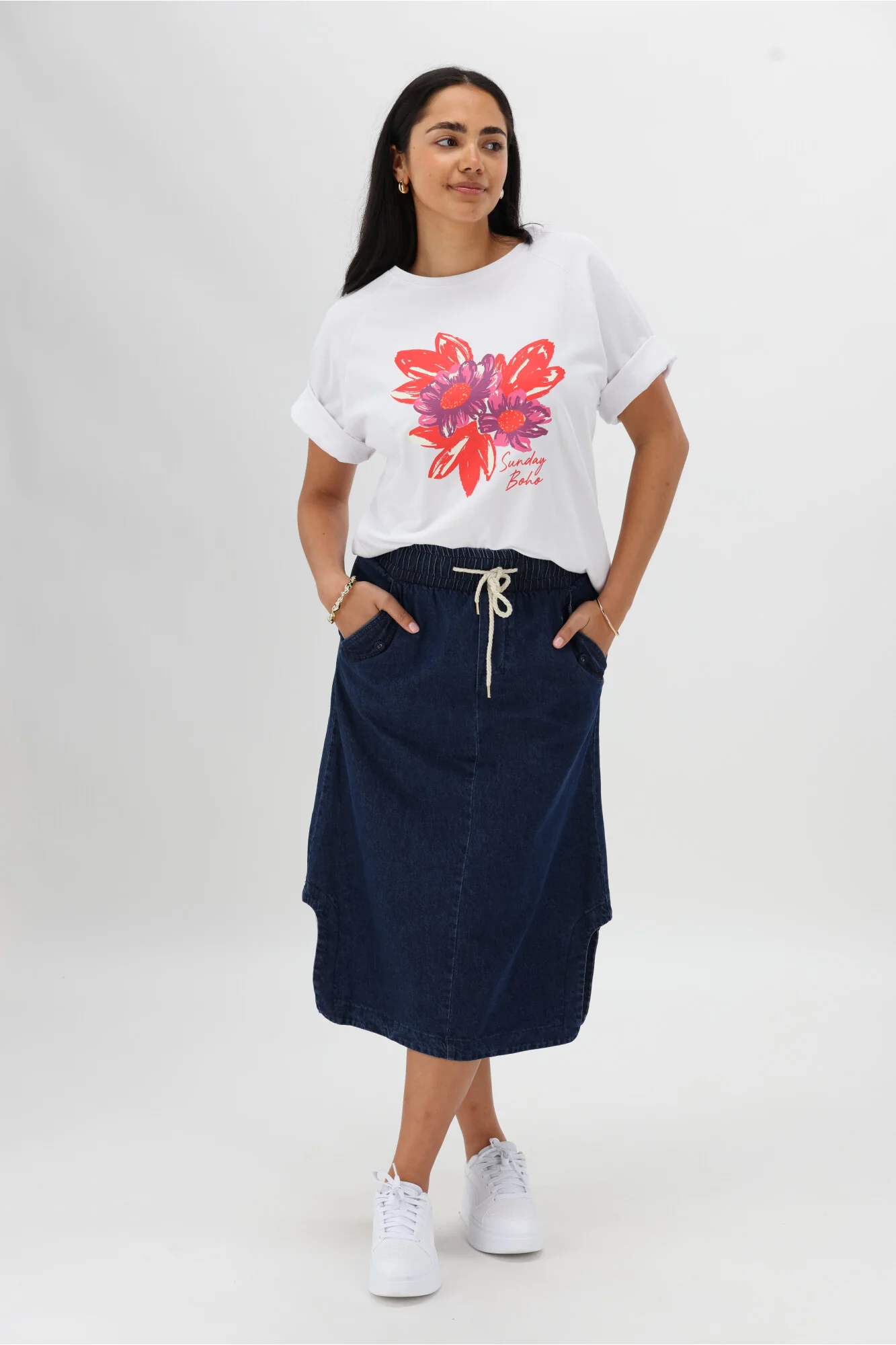 Sunday Boho Ciara Floral Tee White - Image 6