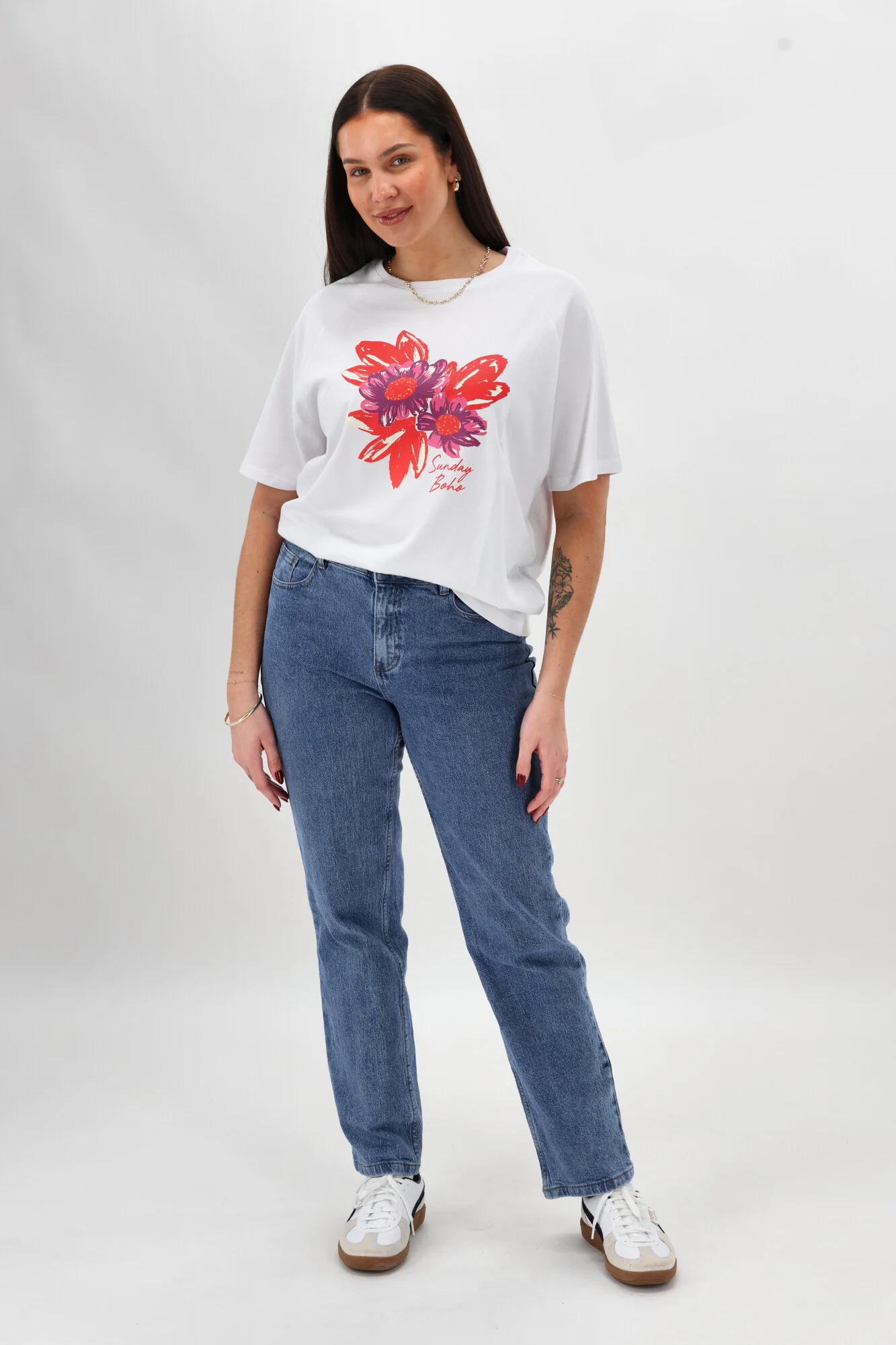 Sunday Boho Ciara Floral Tee White - Image 7