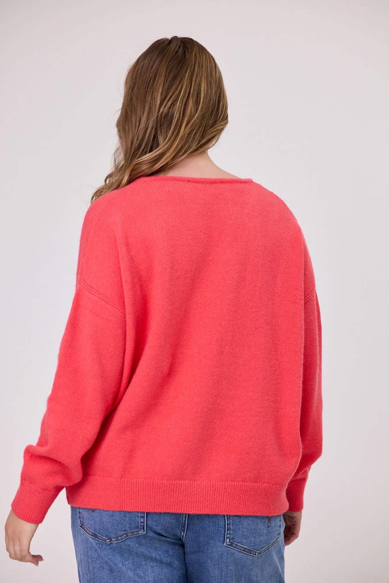 Sunday Boho Cleo V Neck Knit Coral - Image 5